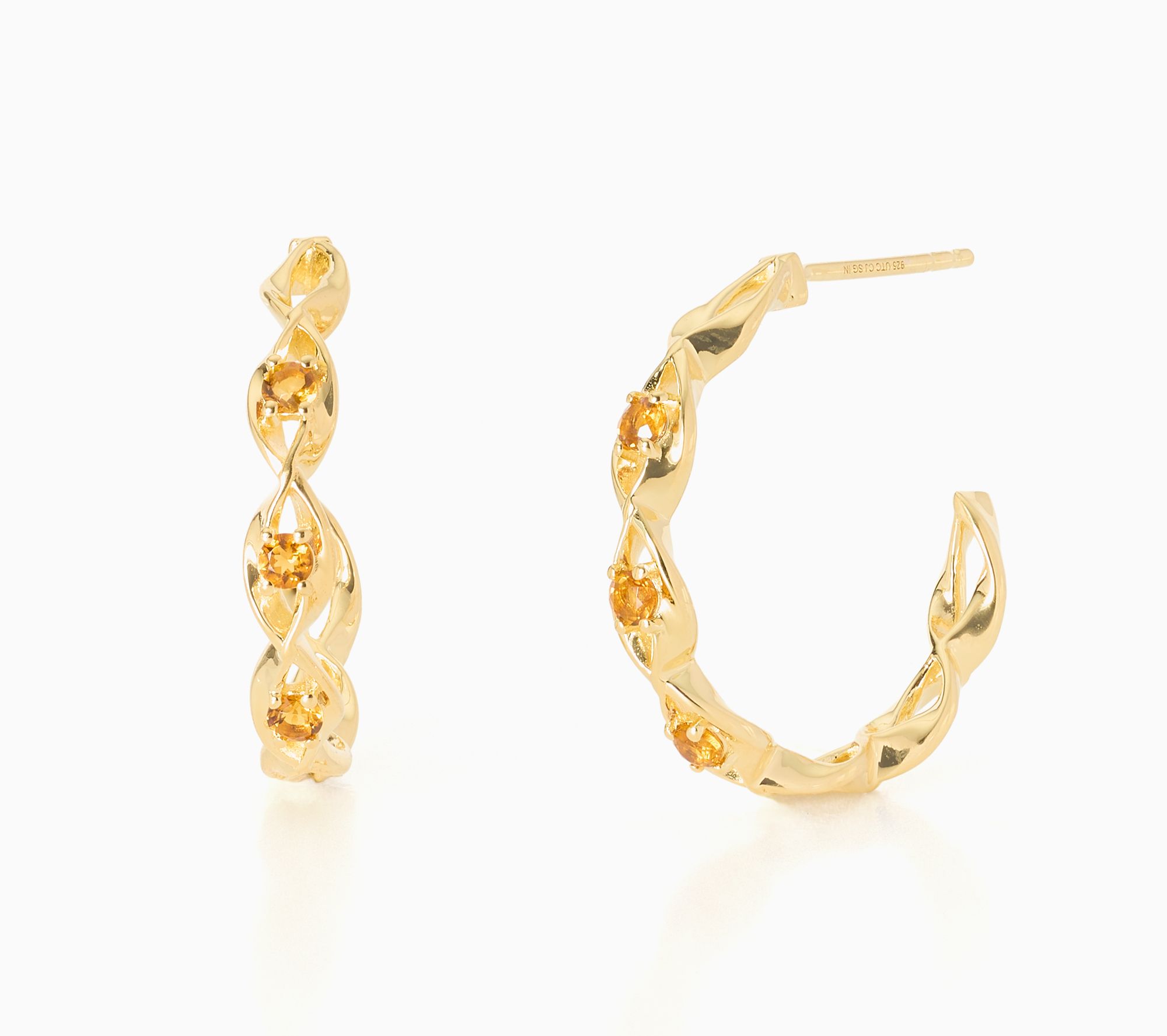 Christian James by Scott Grimes 14K Gold Plated Gemstone Hoop Earrings