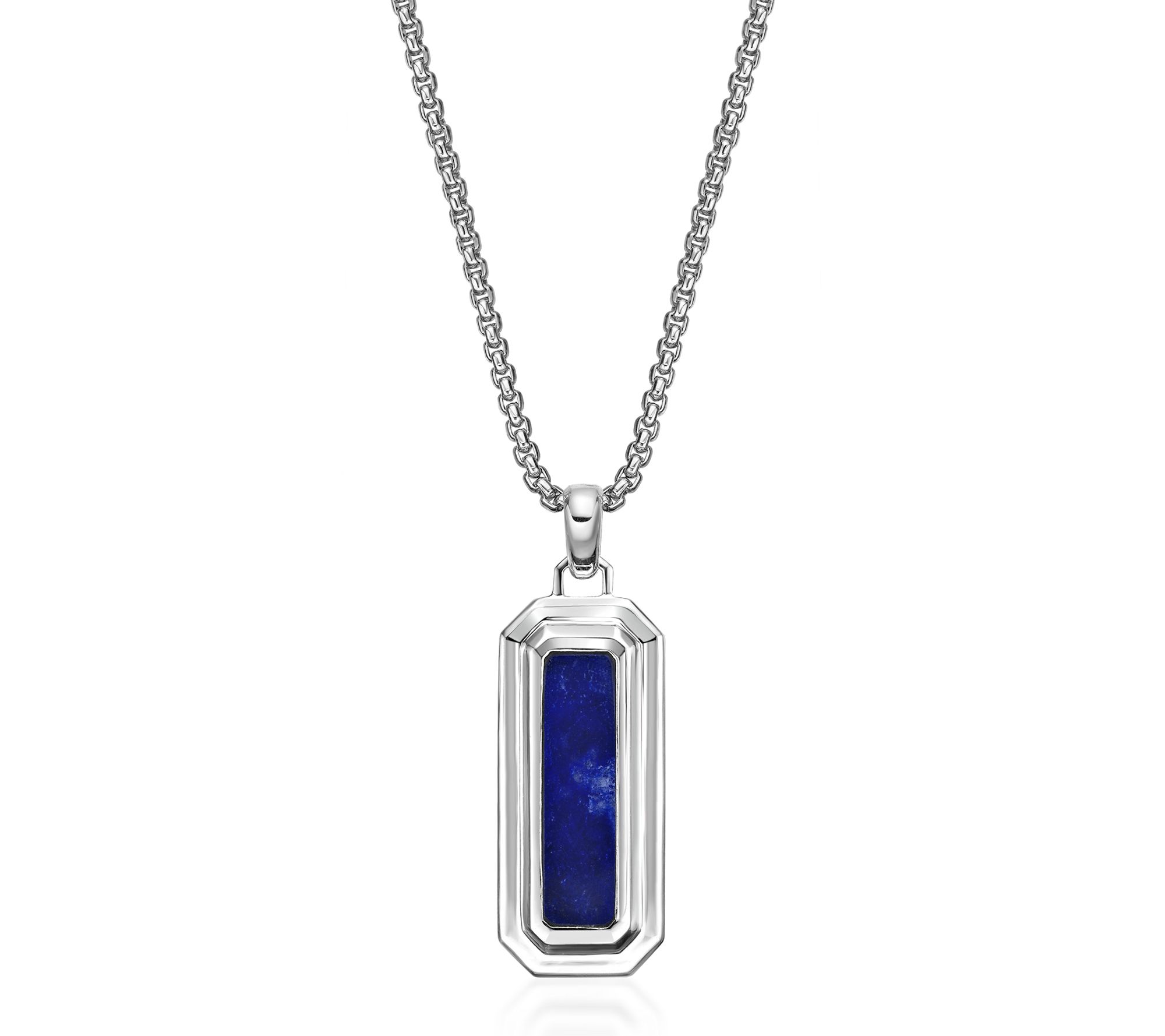 LYNX Men's Sterling Created Sapphire & Lapis Necklace