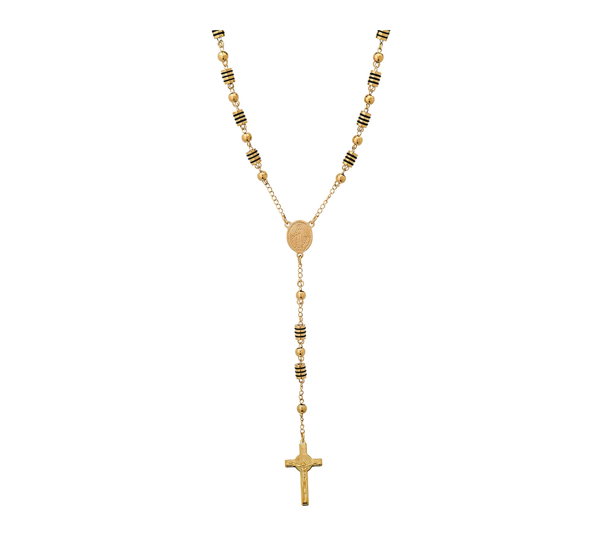Steel by Design Men's Two-Tone Rosary Necklace
