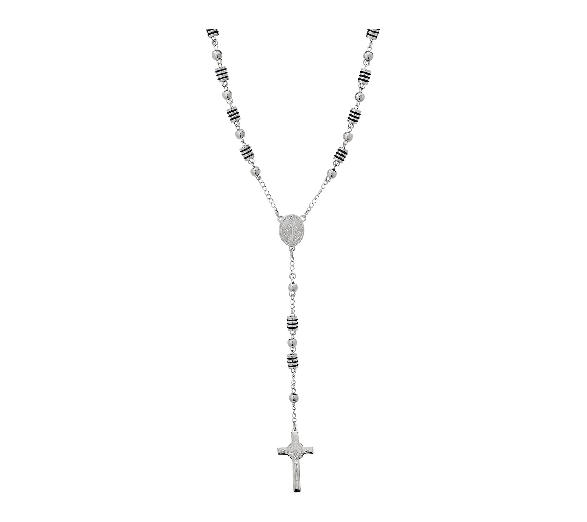 Steel by Design Men's Two-Tone Rosary Necklace