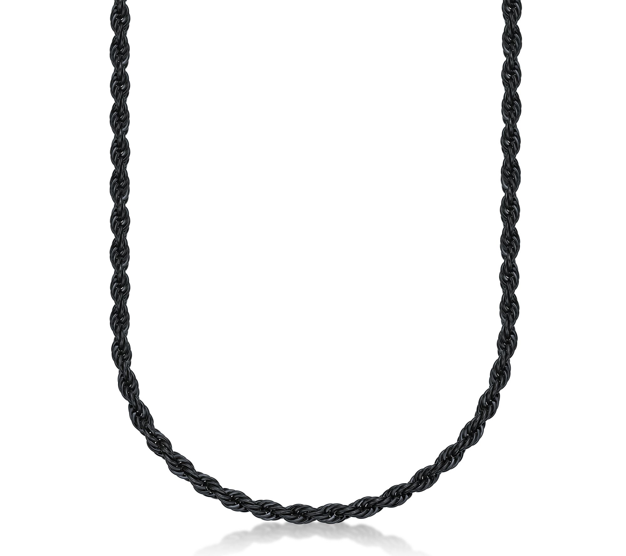 LYNX Men's 6MM Black IP Stainless Steel Rope Chain Necklace