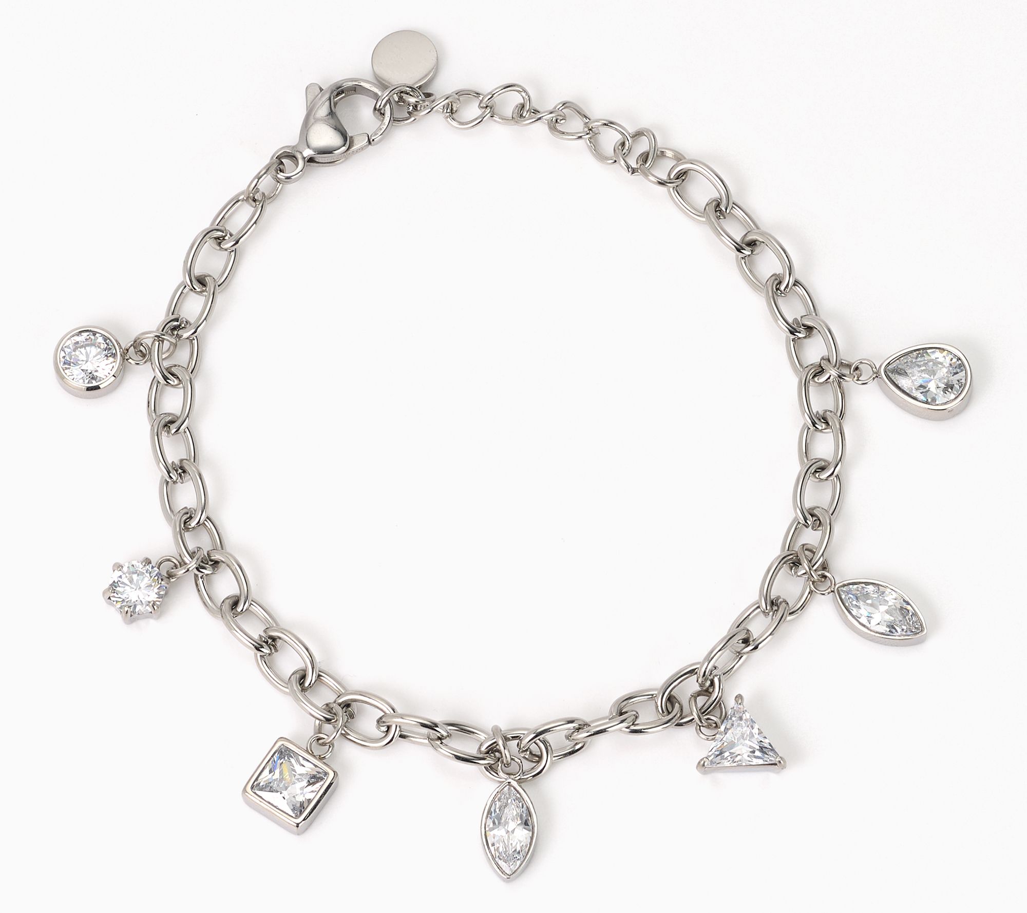 Steel by Diamonique Multi Cut Charm Bracelet