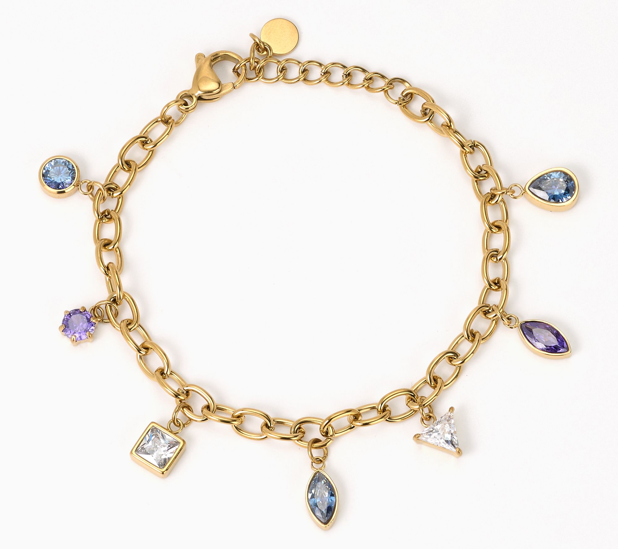 Steel by Diamonique Multi Cut Charm Bracelet