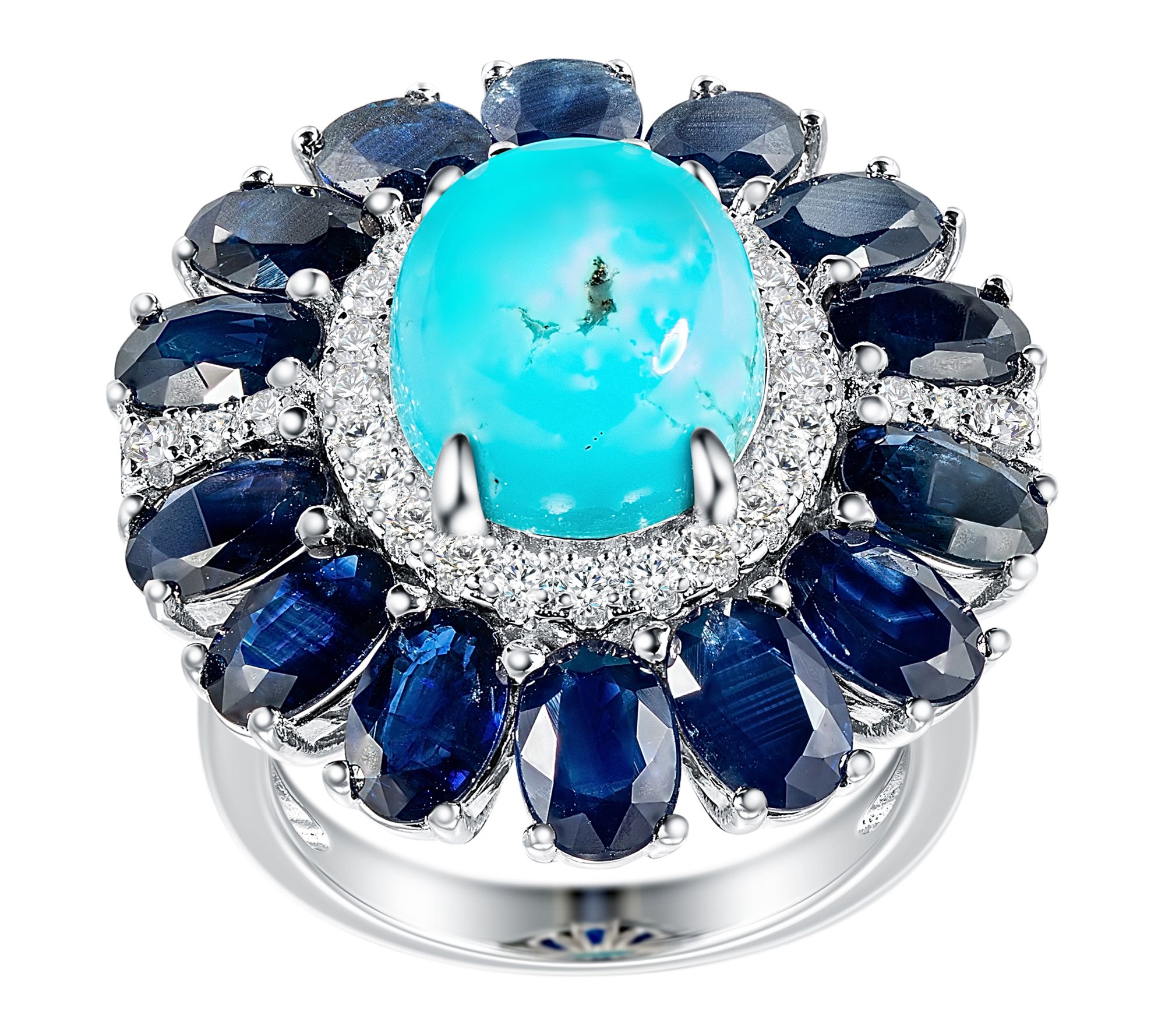 Affinity Gems Double Halo Cocktail Ring, Sterling Silver