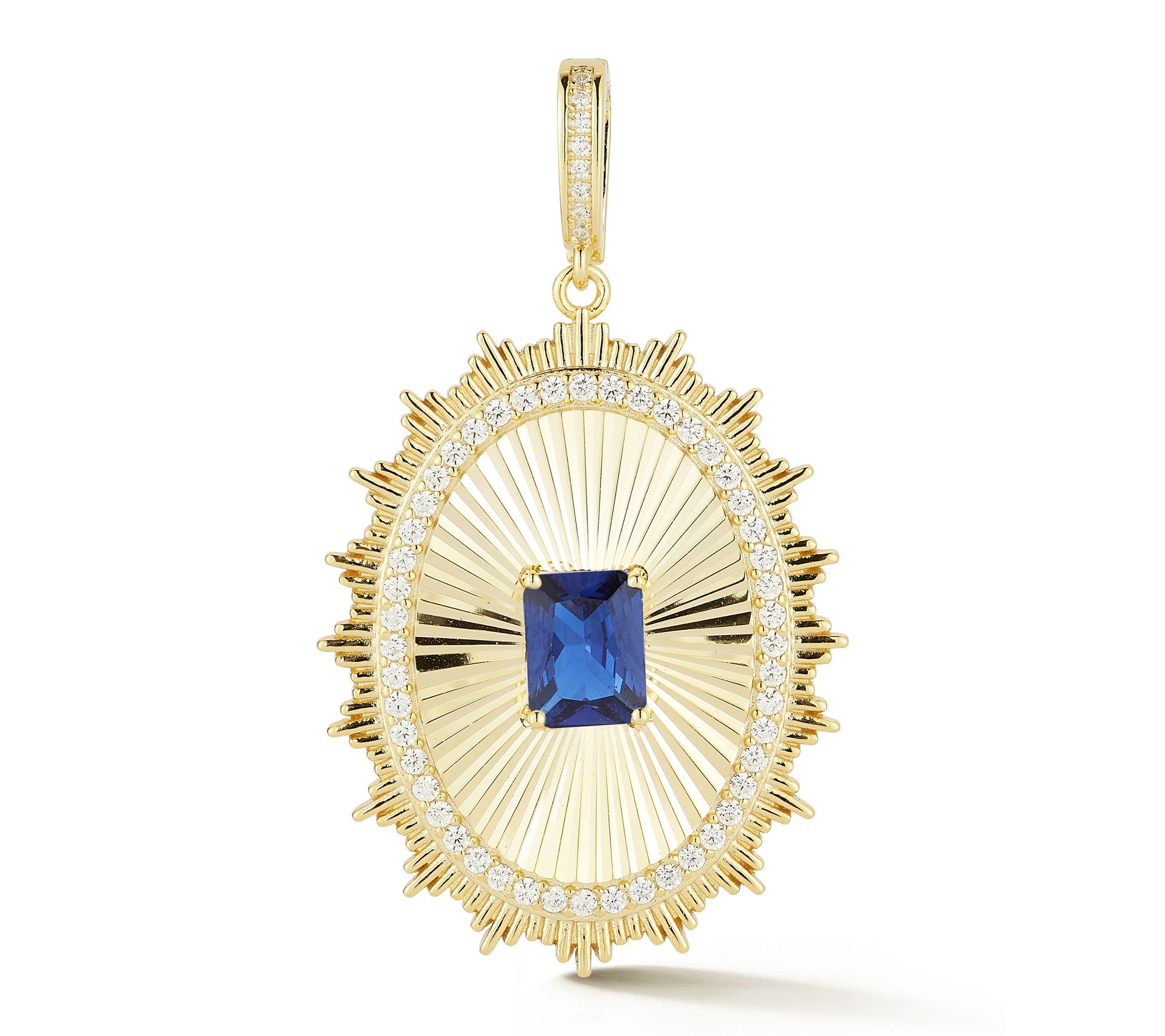 Sterlina Silver Vintage Oval Tag Pendant, 14K Gold Plated