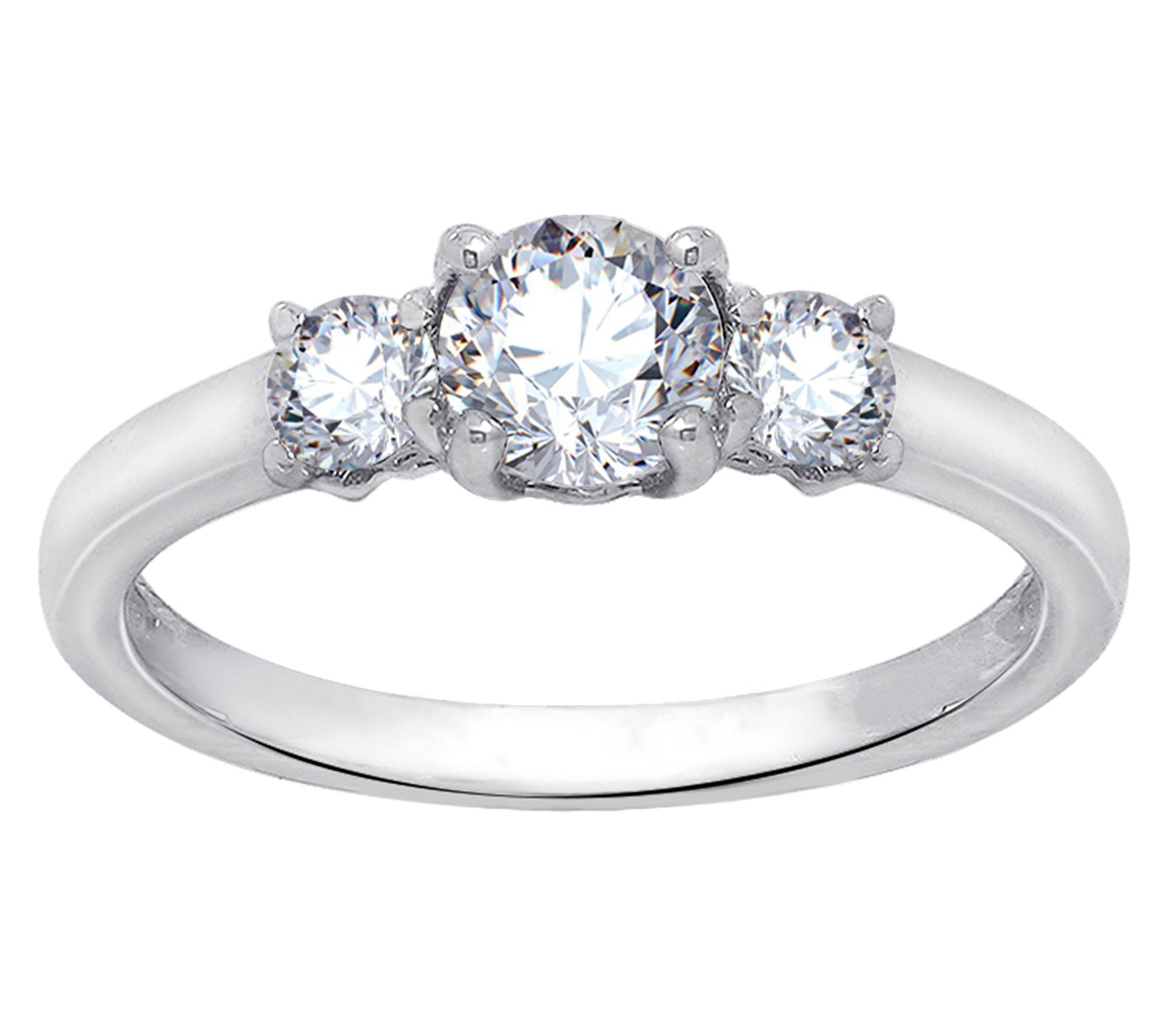 Diamonique 1.00cttw Round 3-Stone Ring, Sterling