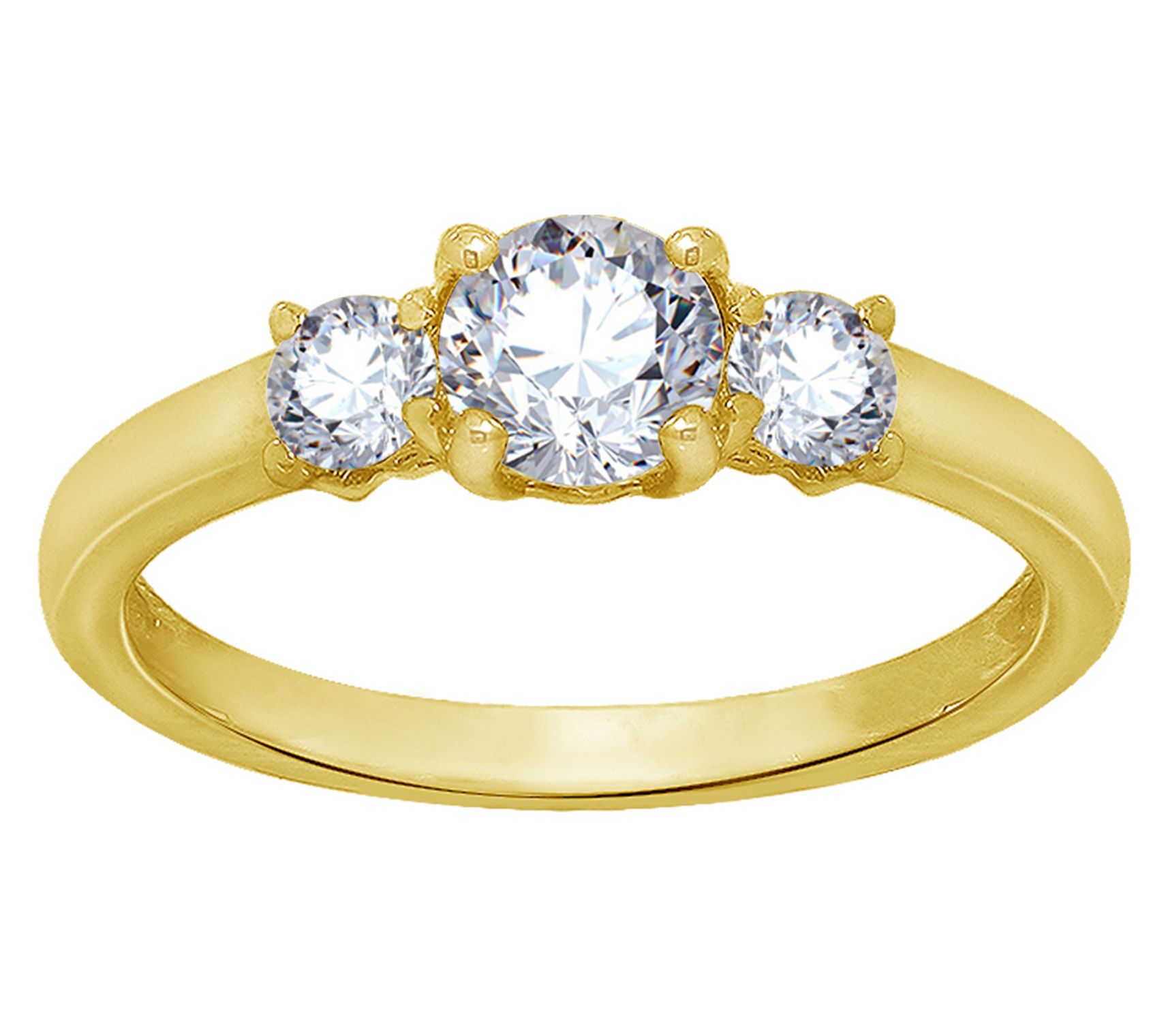 Diamonique 1.00cttw Round 3-Stone Ring, Sterling