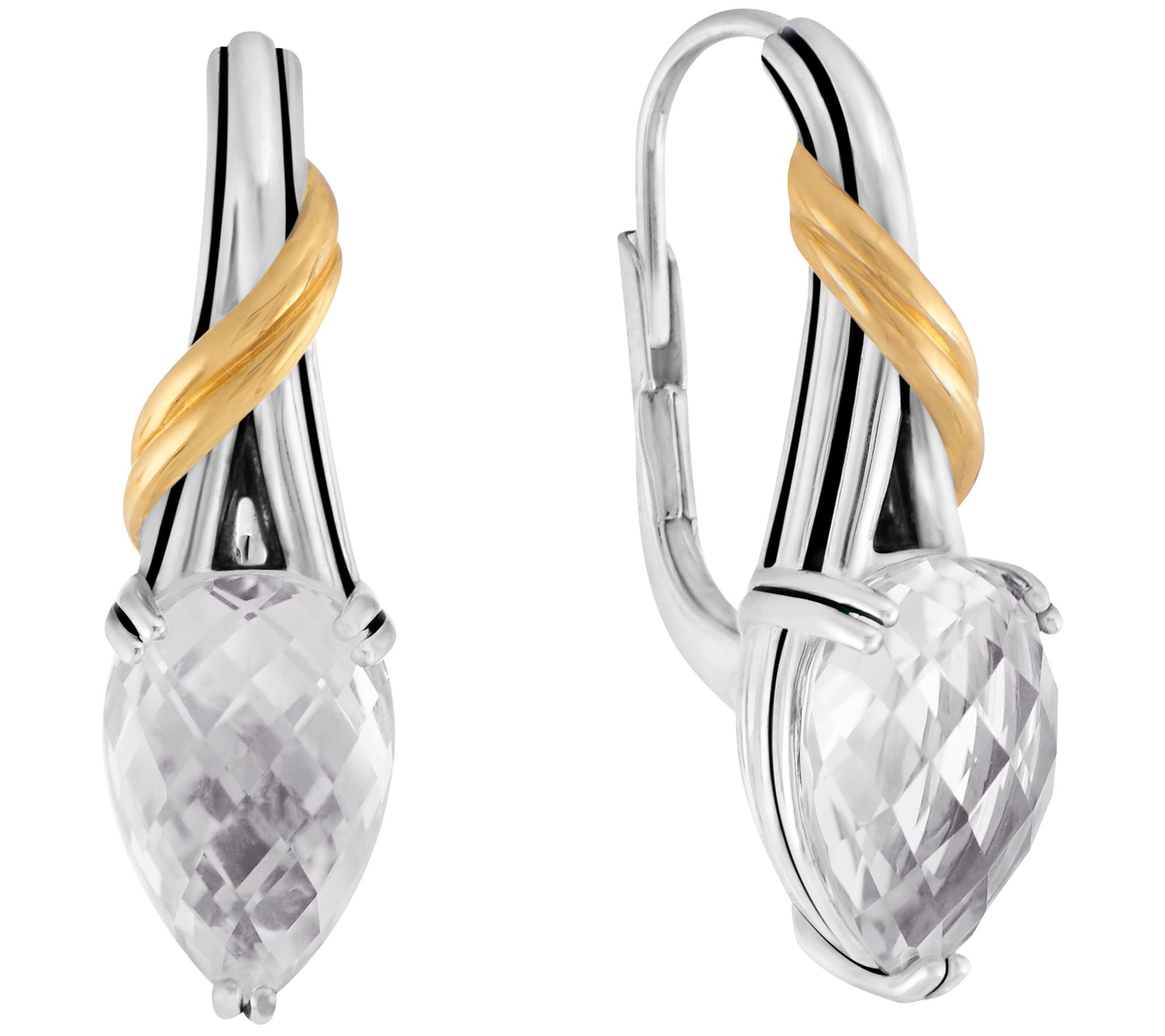 Peter Thomas Roth Sterling & 18K Clad Rock Crystal Earrings - QVC.com