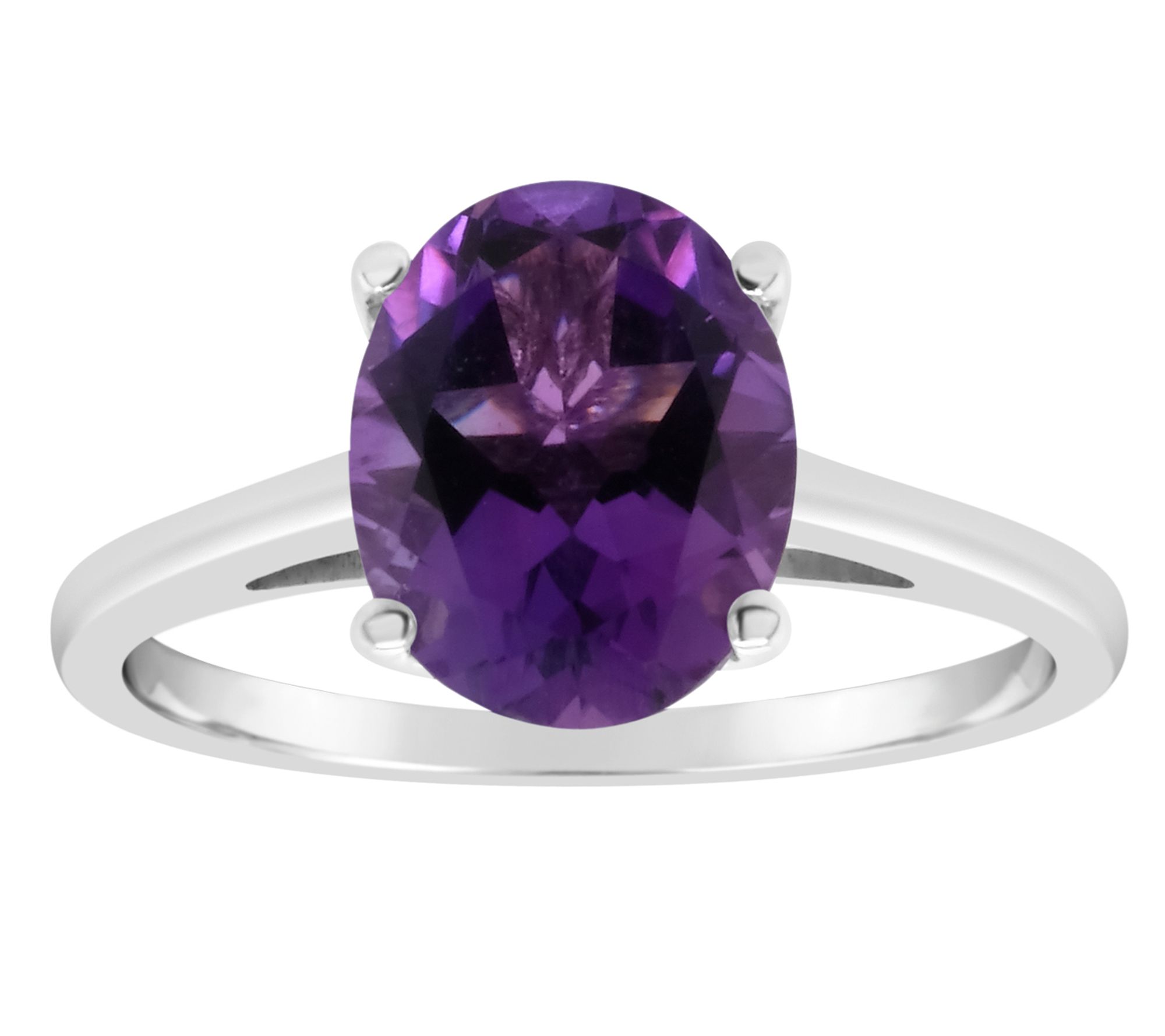 Sterling Silver Oval Solitaire Gemstone Ring