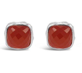 Ariva 9.60 cttw Carnelian Button Earrings, S terling Silver - J488159
