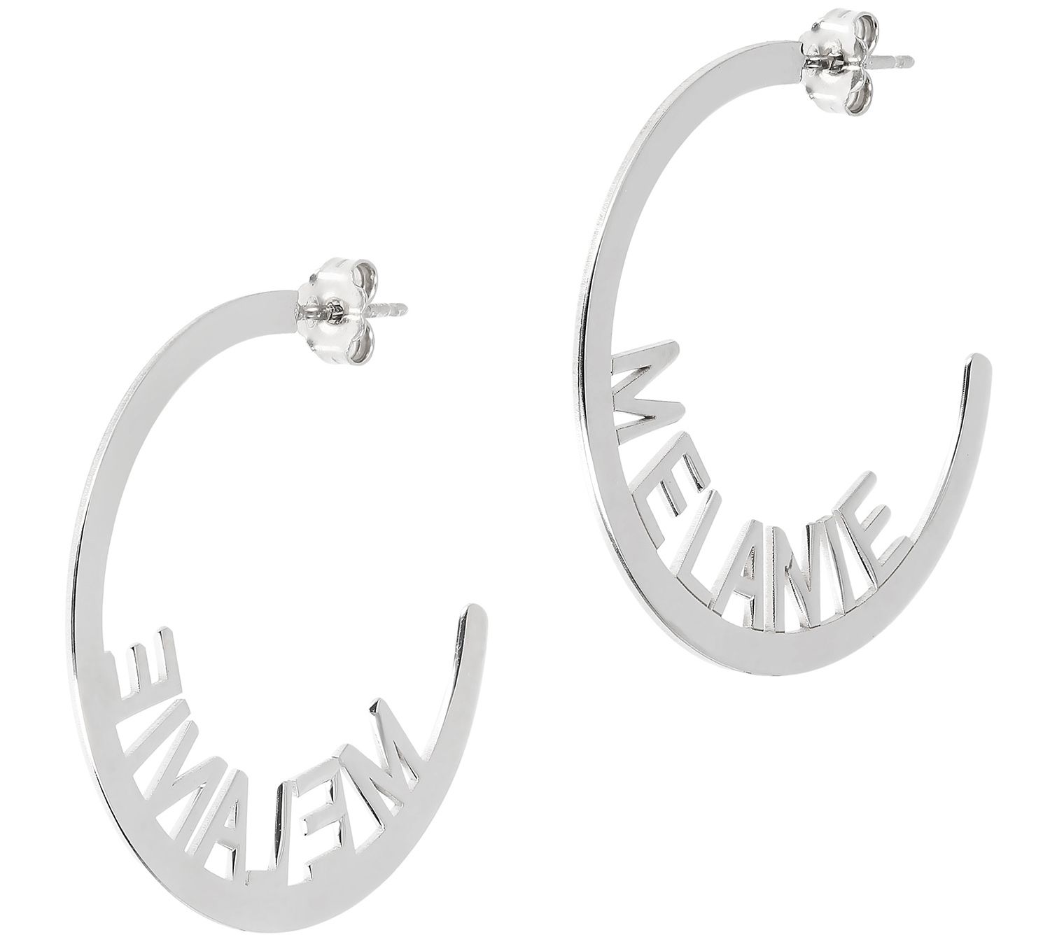 Italian Silver Personalized Polished 1-1/2" Hoop Earrings