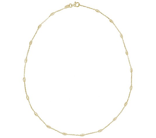 Veronese 18K Gold Clad 16" Diamond Cut Bead Necklace, 3.7g