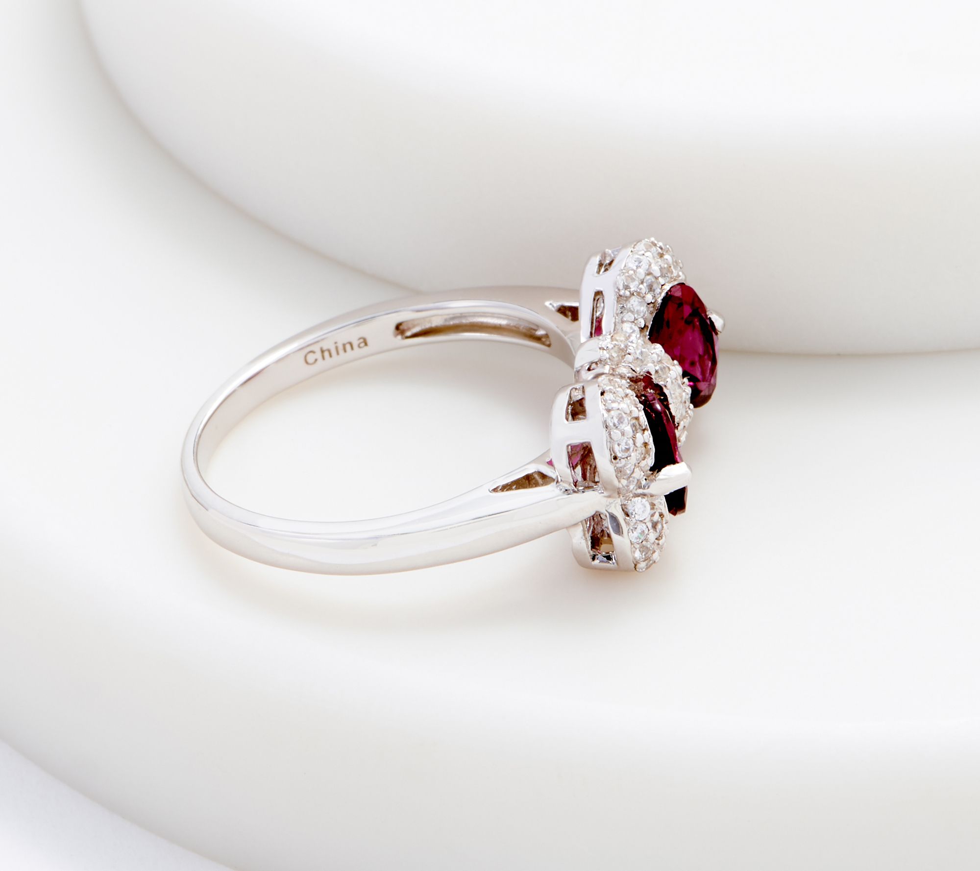 Sterling Silver Gemstone & White Zircon Bow Ring, 1.10 cttw - QVC.com