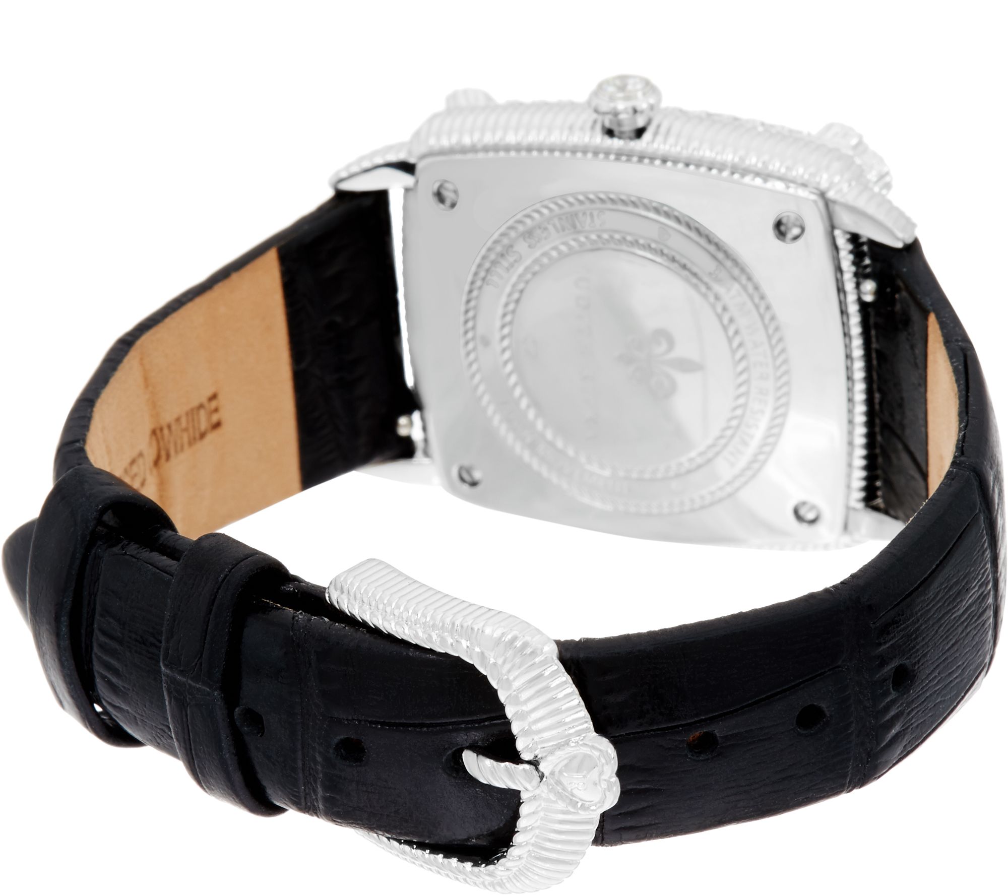 "As Is" Judith Ripka Stainless Steel DMQ Leather Olivia Watch