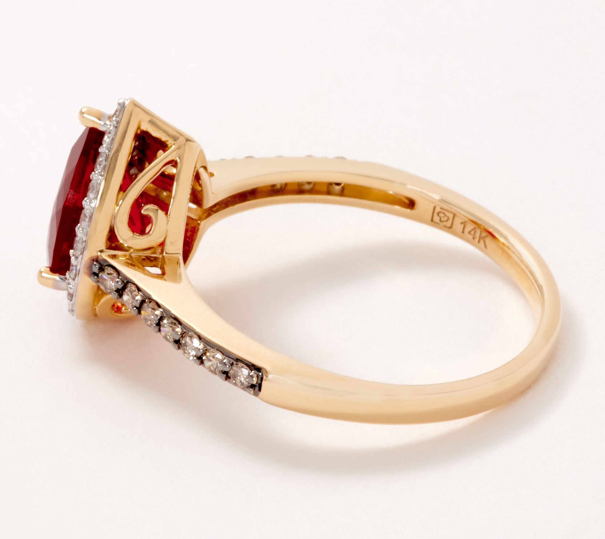 Mexican Red Fire Opal and Diamond 14K Gold Ring, 4/5cttw - QVC.com