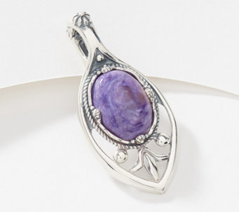 American West Sterling Silver Oval Charoite Enhancer - J369360