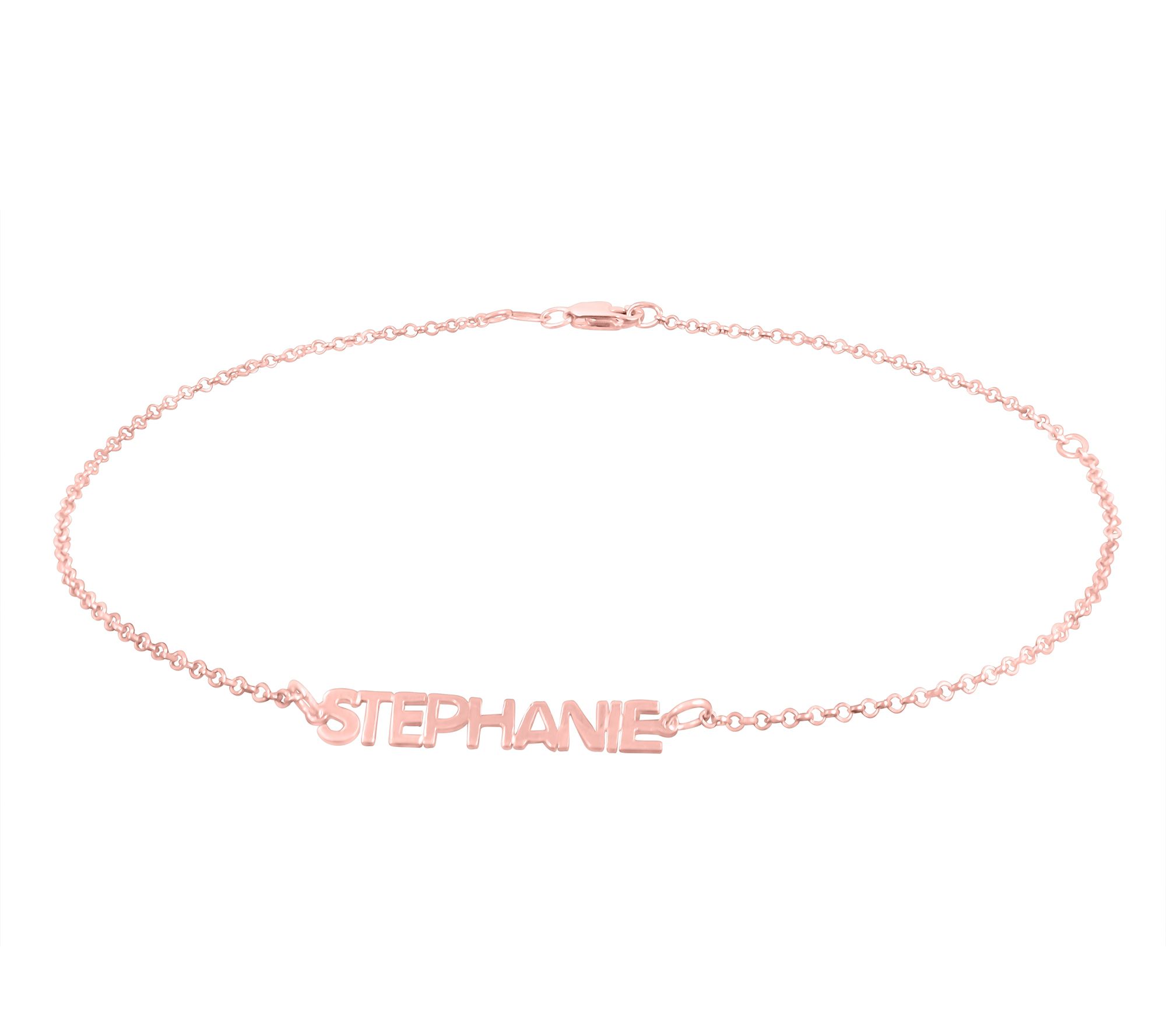 14K Rose Gold Plated Sterling Personalized Ankl e Bracelet