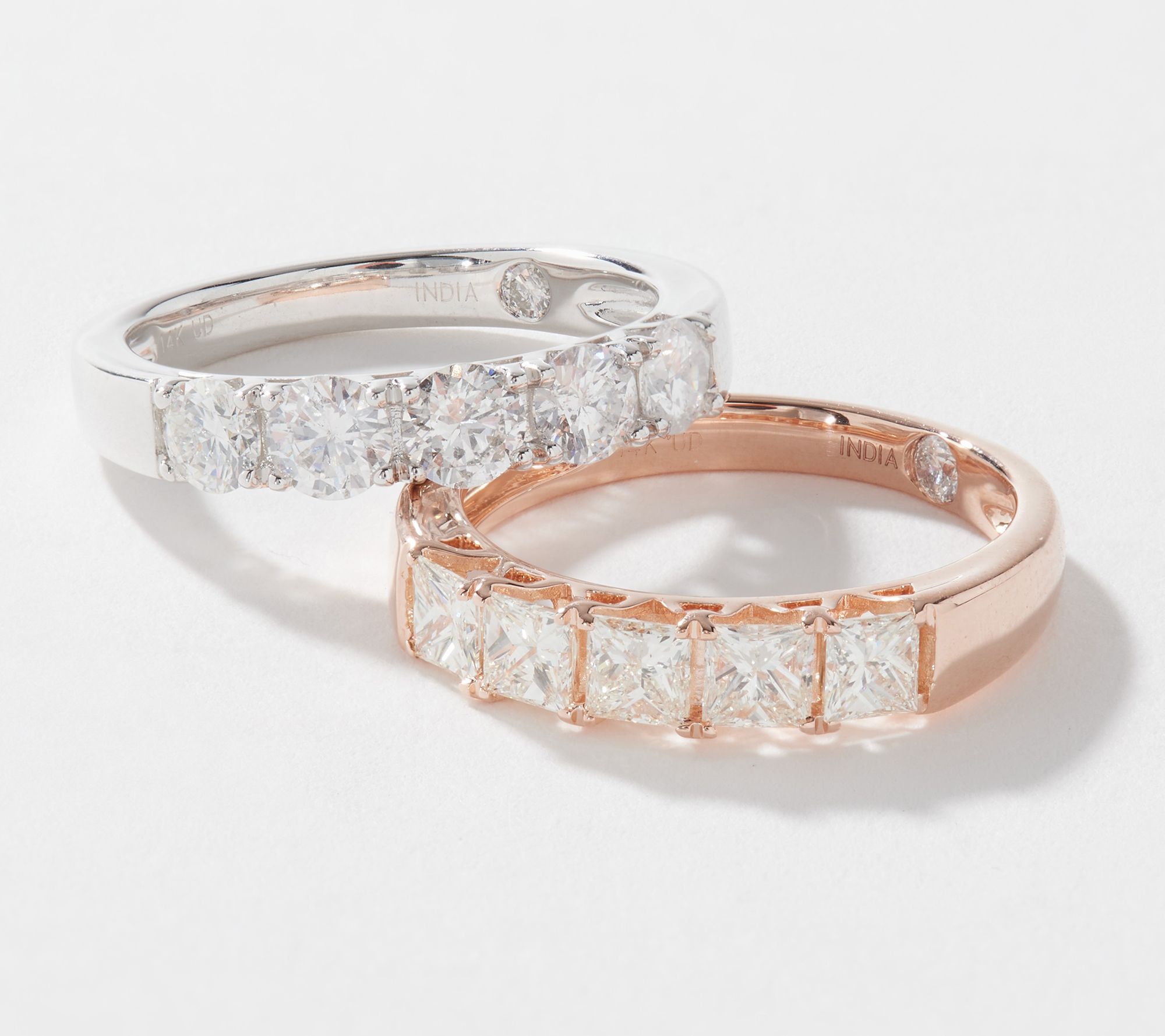 Affinity Diamonds 5-Stone Round or Princess Cut Ring, 14K Gold - QVC.com