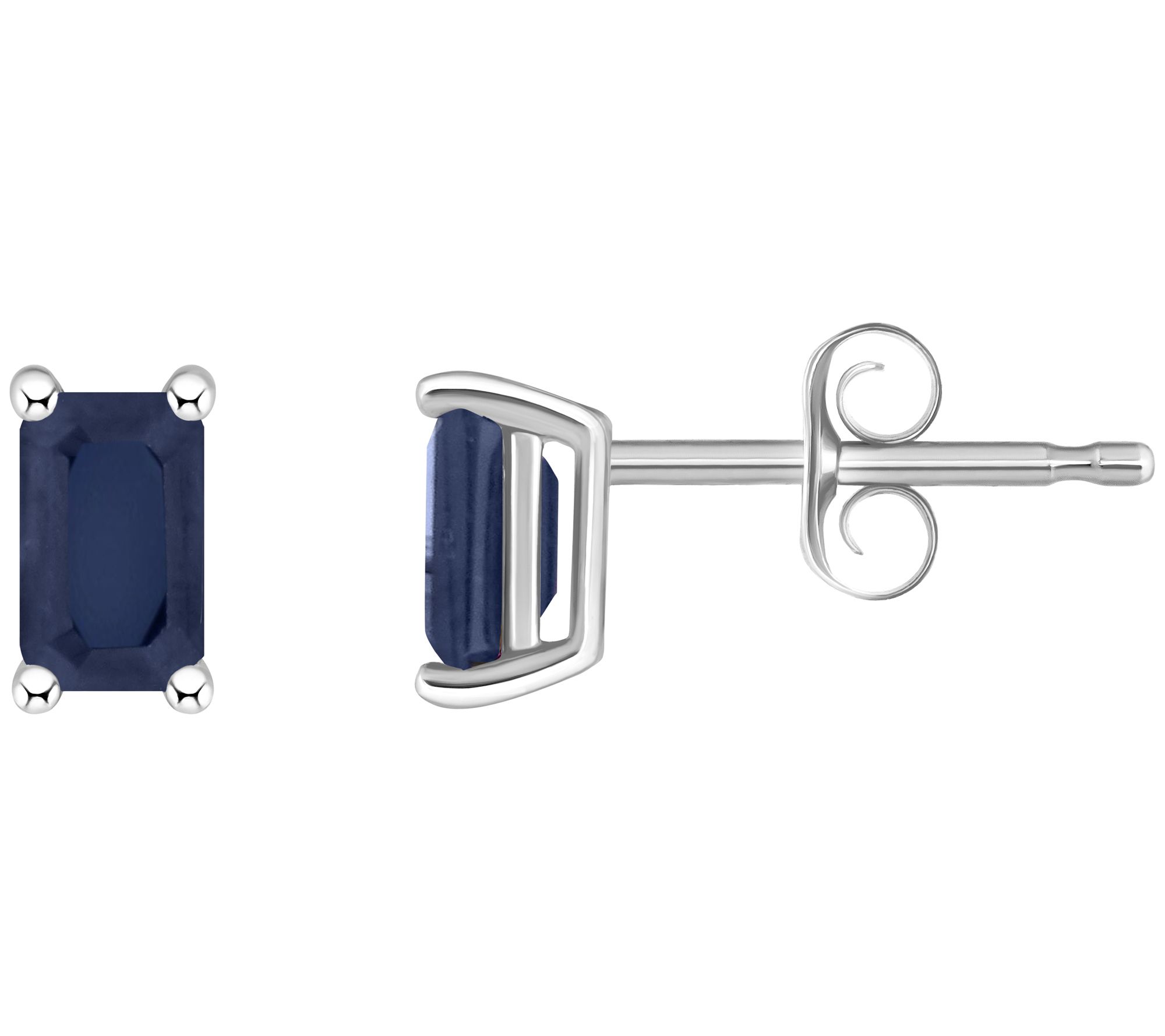 14K Gold Emerald Cut 0.80 cttw Sapphire Stud Earrings