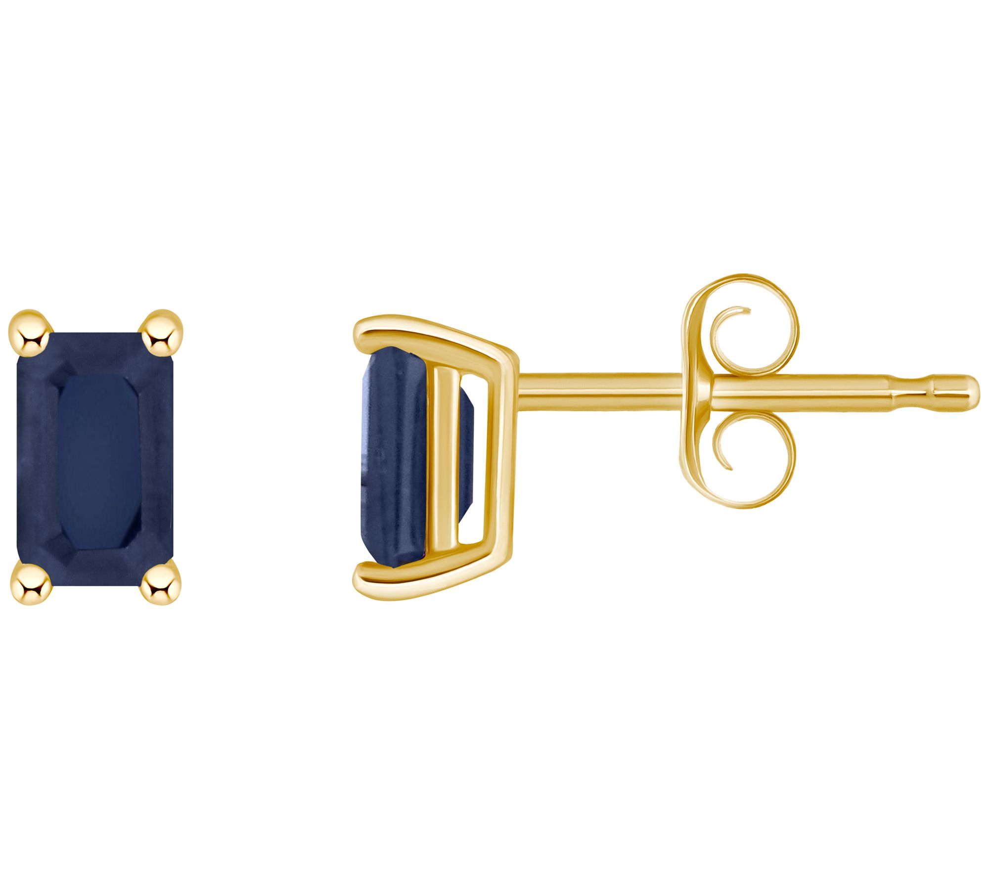 14K Gold Emerald Cut 0.80 cttw Sapphire Stud Earrings