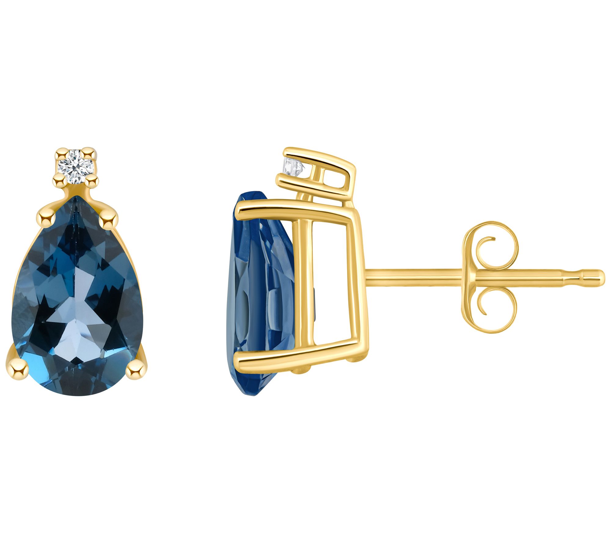 14K 2.10 cttw London Blue Topaz & Diamond Accent Earrings