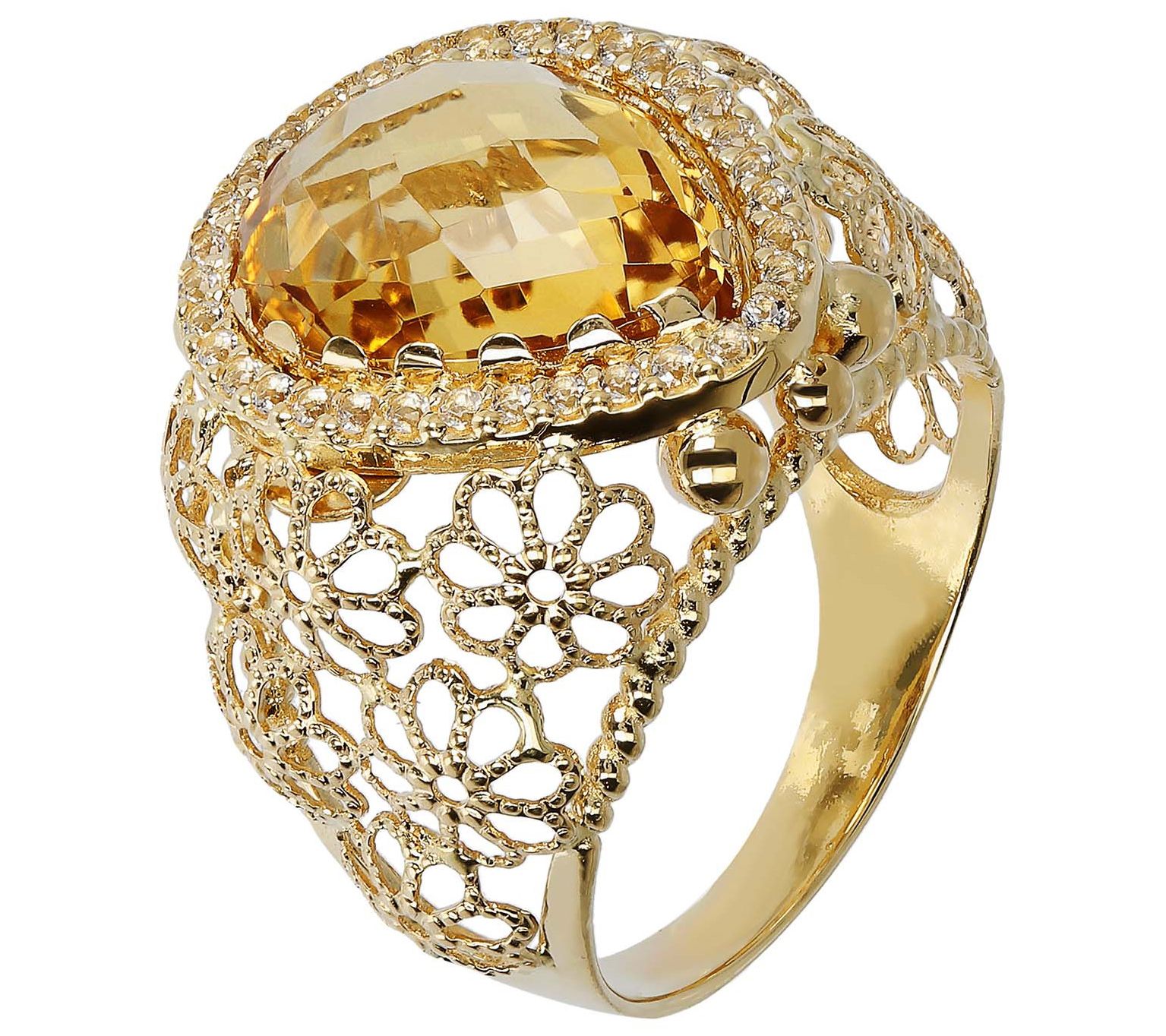 Arte d' Oro Faceted Pear Gemstone Ring, 18K Gold - QVC.com