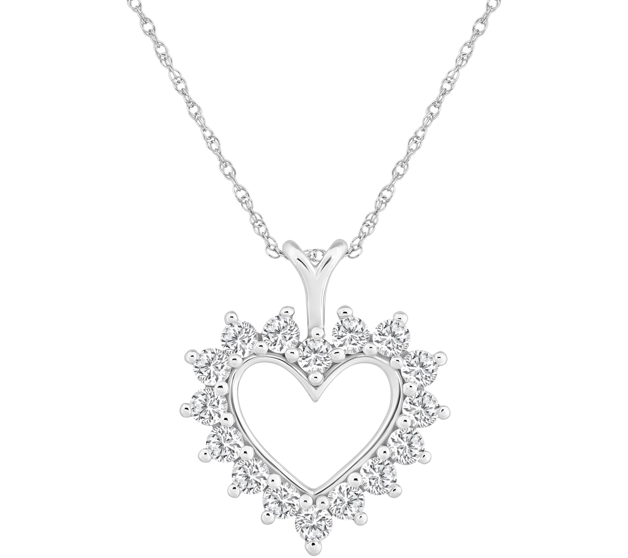 Affinity 1.50 cttw Diamond Open Heart Pendant w/ Chain, 14K