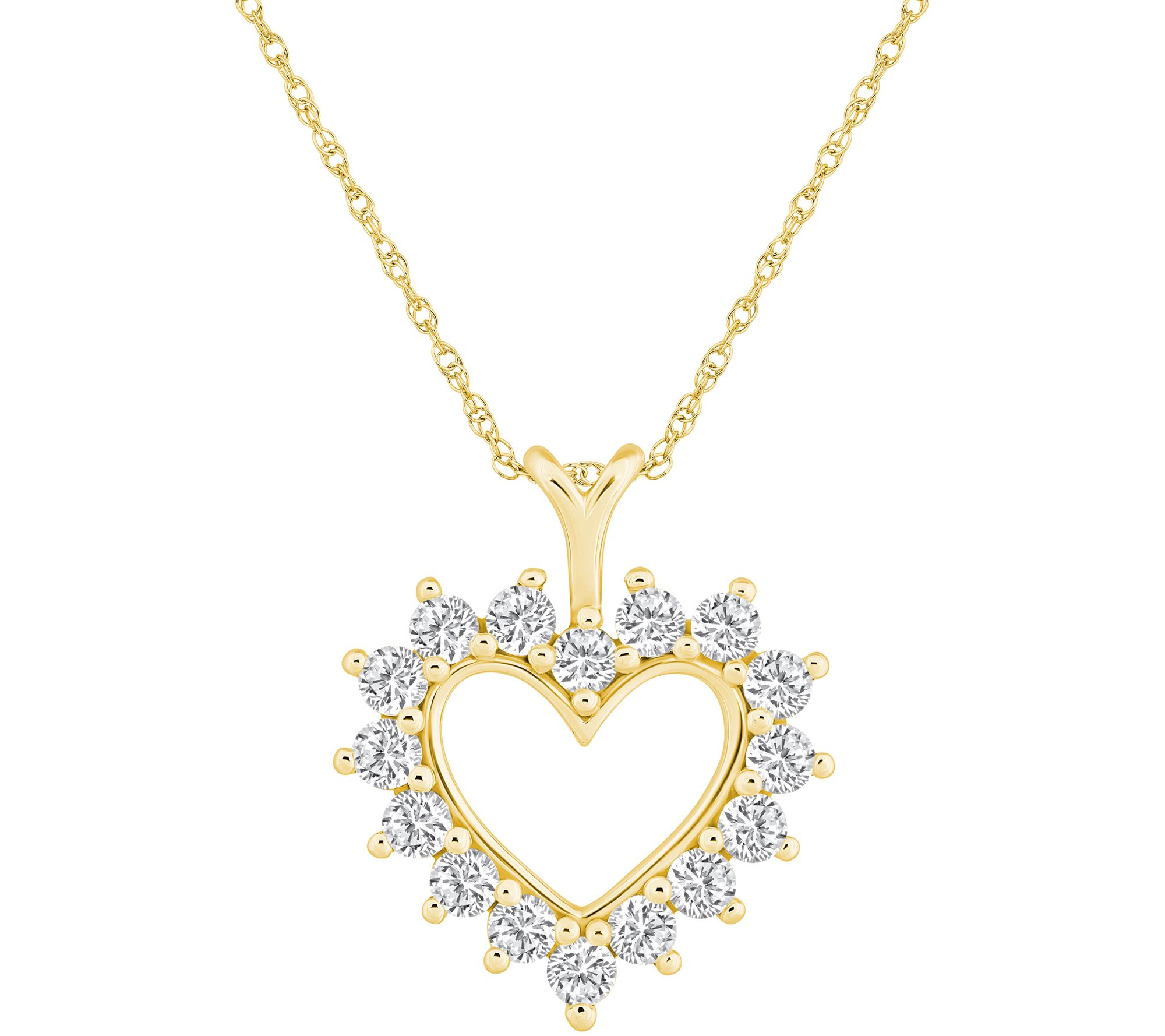 Affinity 1.50 cttw Diamond Open Heart Pendant w/ Chain, 14K