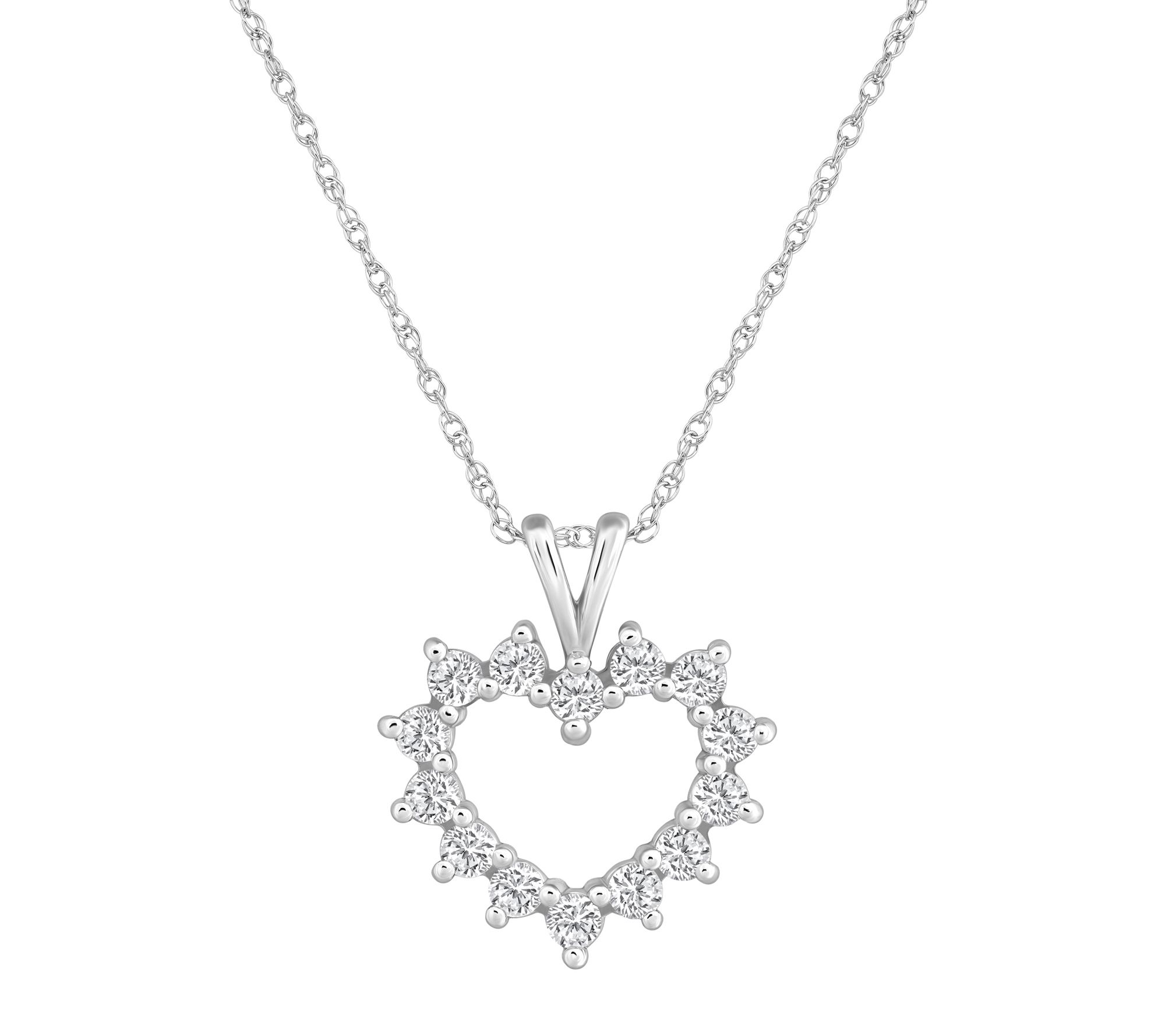 Affinity 0.75 cttw Diamond Heart Pendant w/ Cha in, 14K Gold