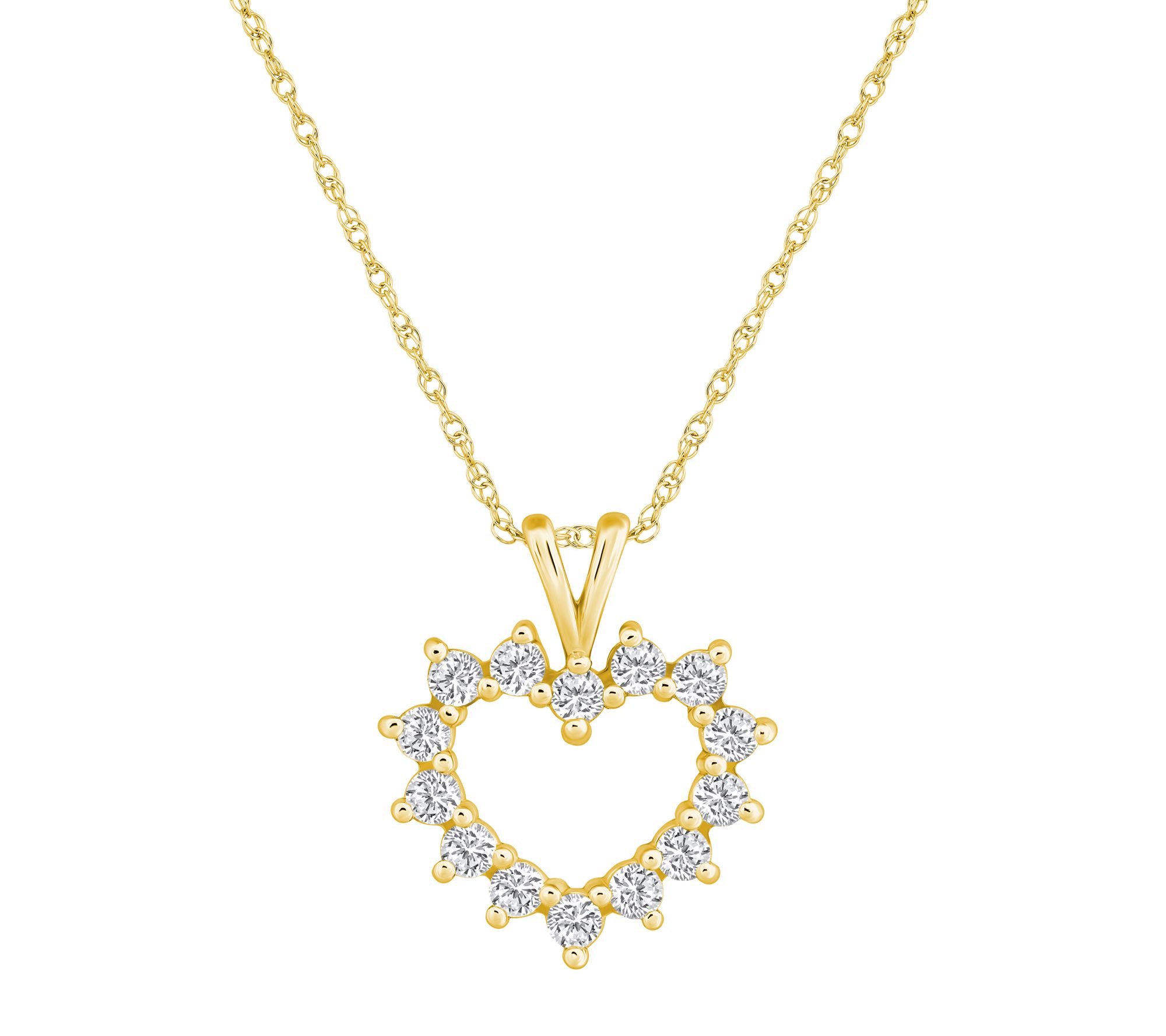 Affinity 0.75 cttw Diamond Heart Pendant w/ Cha in, 14K Gold