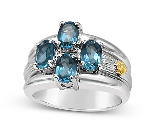 Ariva Sterling Silver & 18K Gold London Blue Topaz Ring