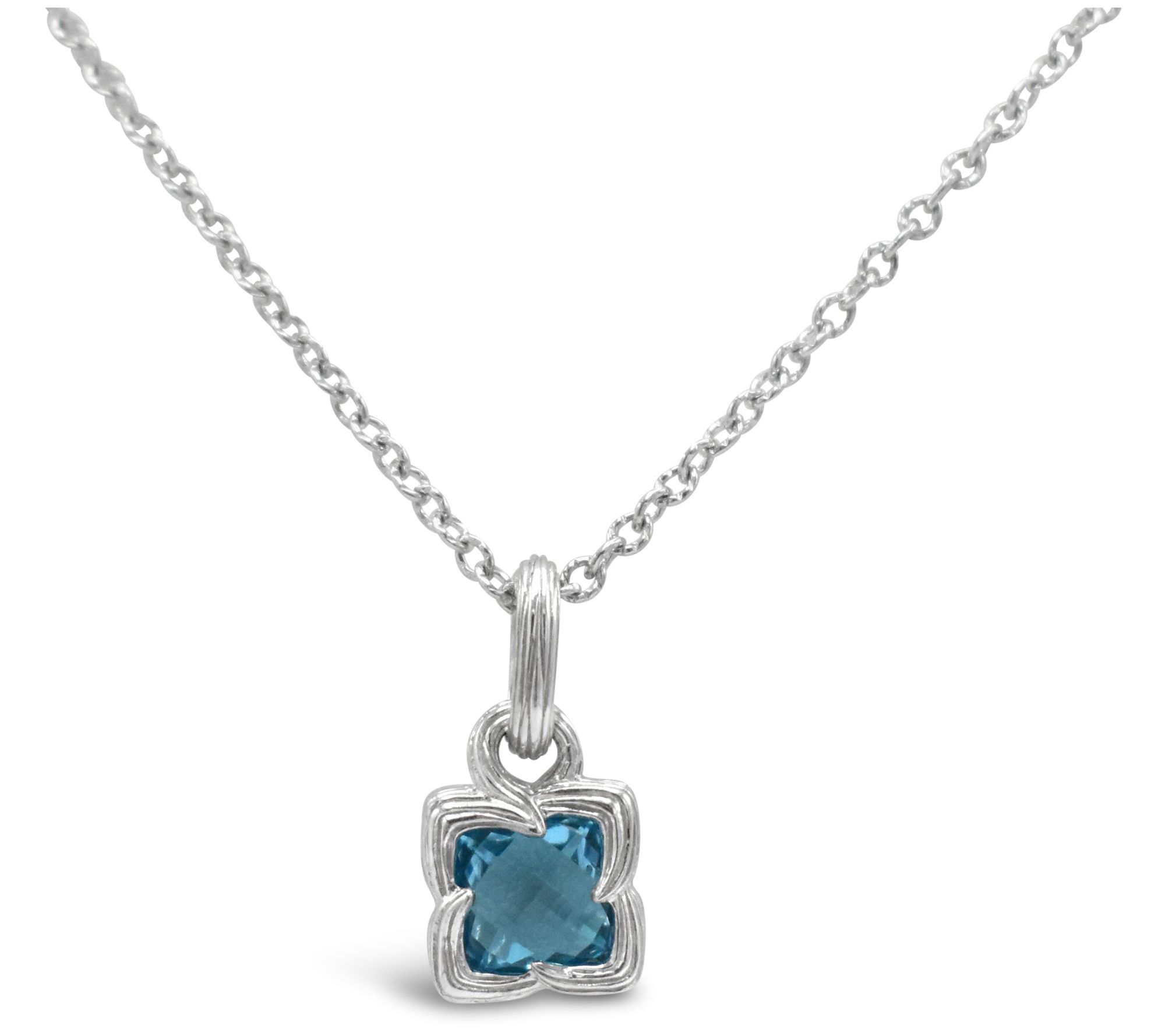 Ariva Sterling Silver Blue Topaz Pendant with Chain