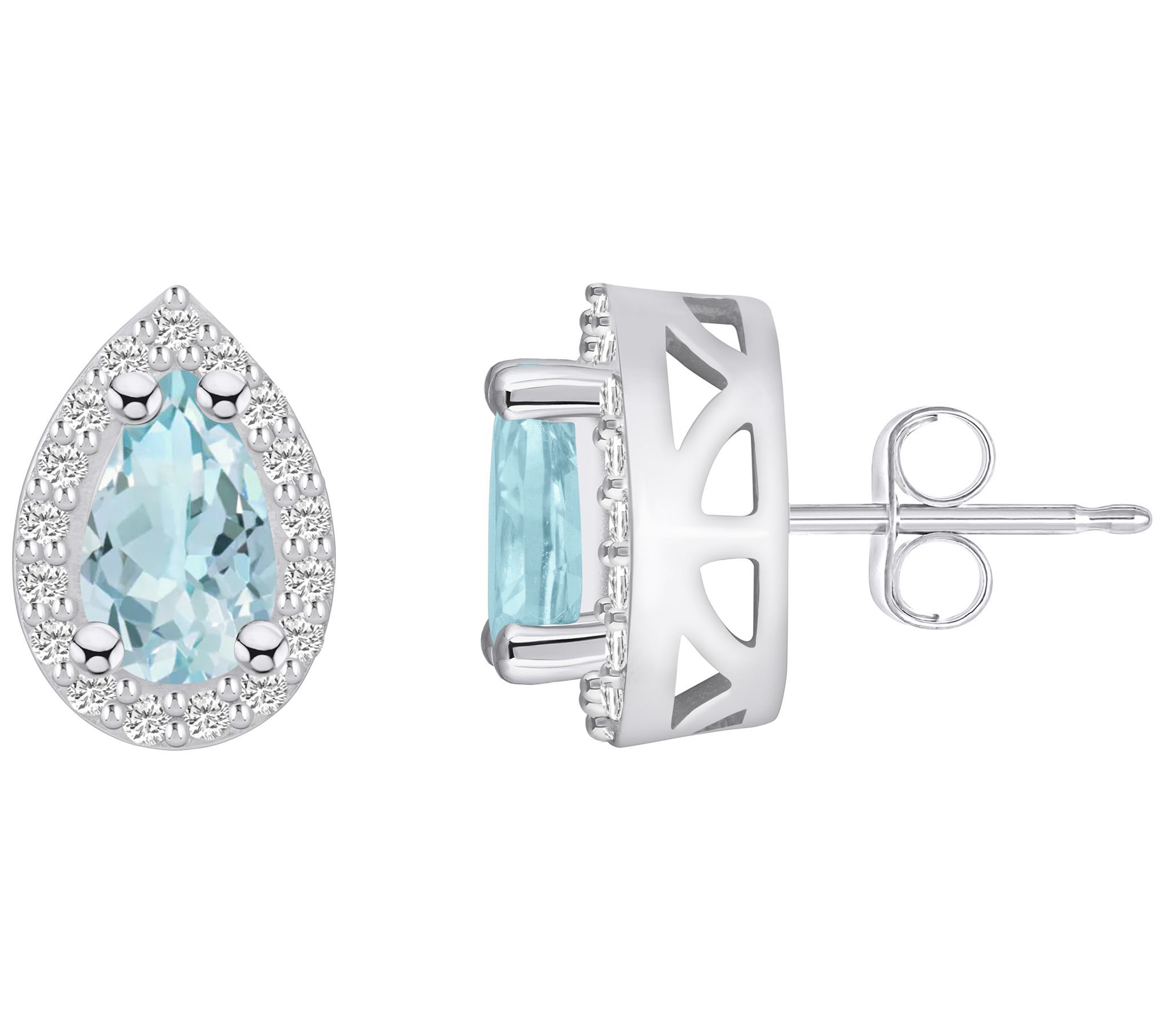Affinity Gems 14K 1.40 cttw Aquamarine & Diamond Pear Studs