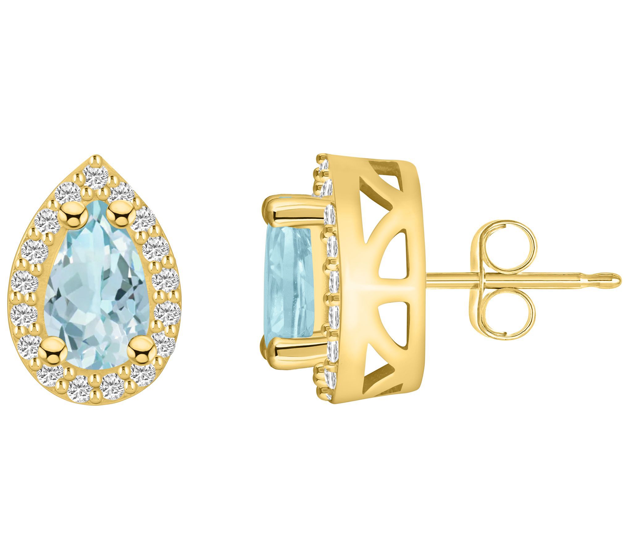 Affinity Gems 14K 1.40 cttw Aquamarine & Diamond Pear Studs