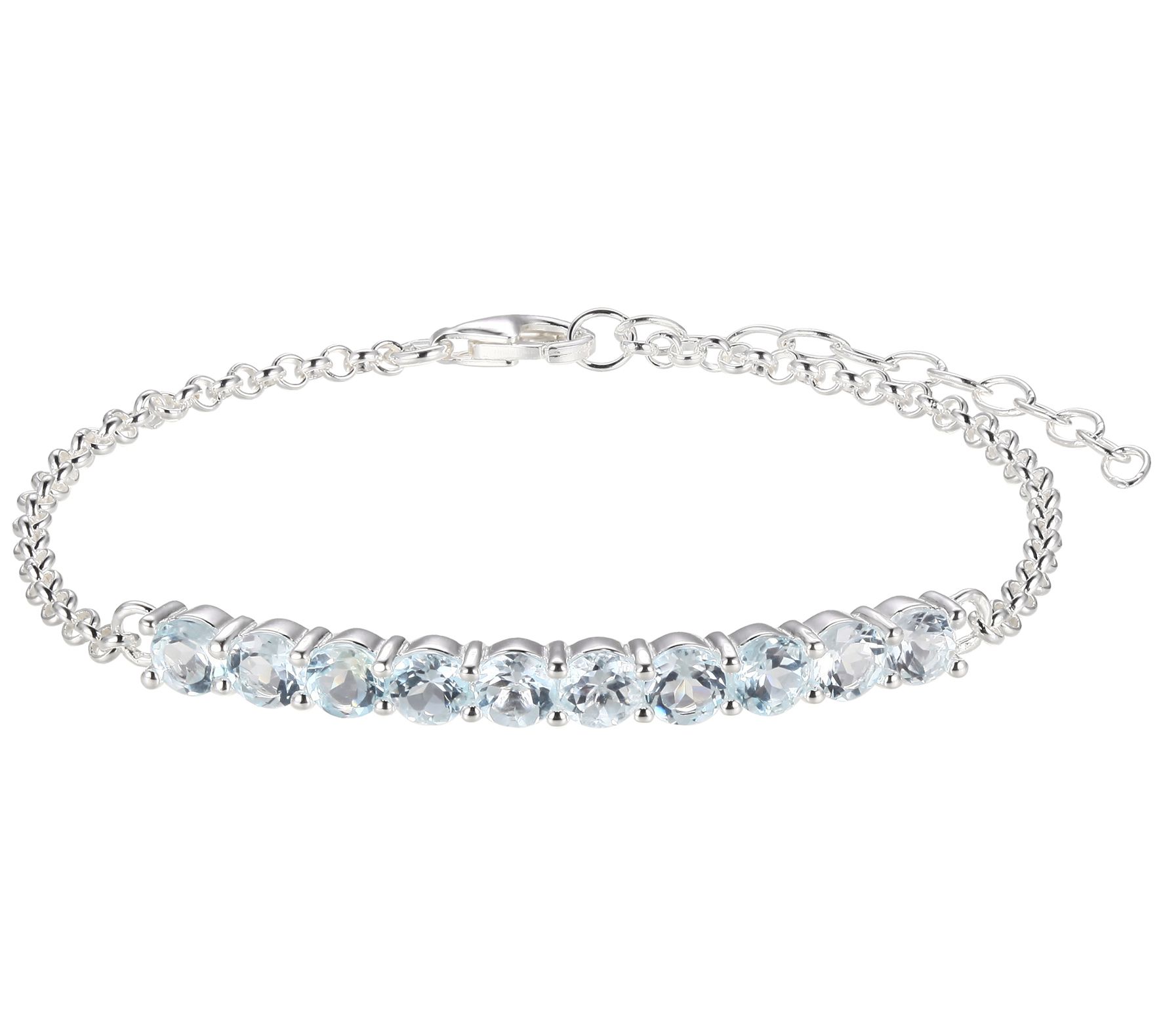 Affinity Gems Blue Topaz Sterling Rolo Chain Bracelet - QVC.com