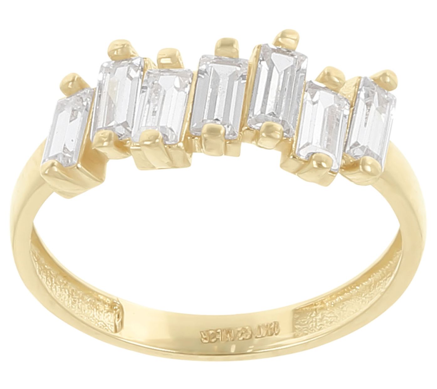 Diamonique 0.65 cttw Scattered Baguette Band Ri ng, 14K Gold