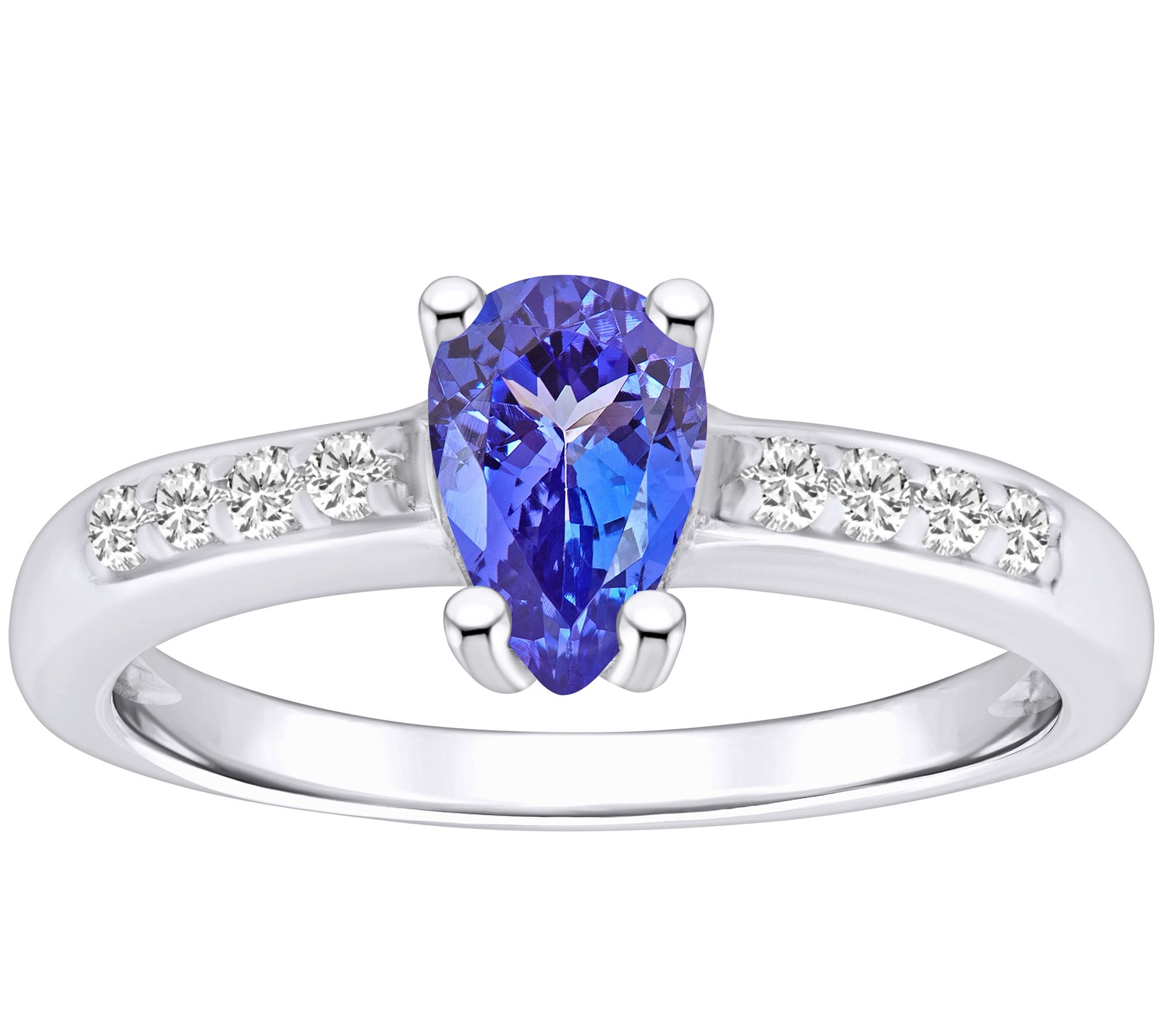 Affinity Gems Pear Cut Tanzanite & Diamond Ring , 14K Gold