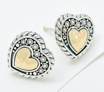 JAI Sterling & 14K Gold Artisan Kalahari Heart Stud Earrings - J414260