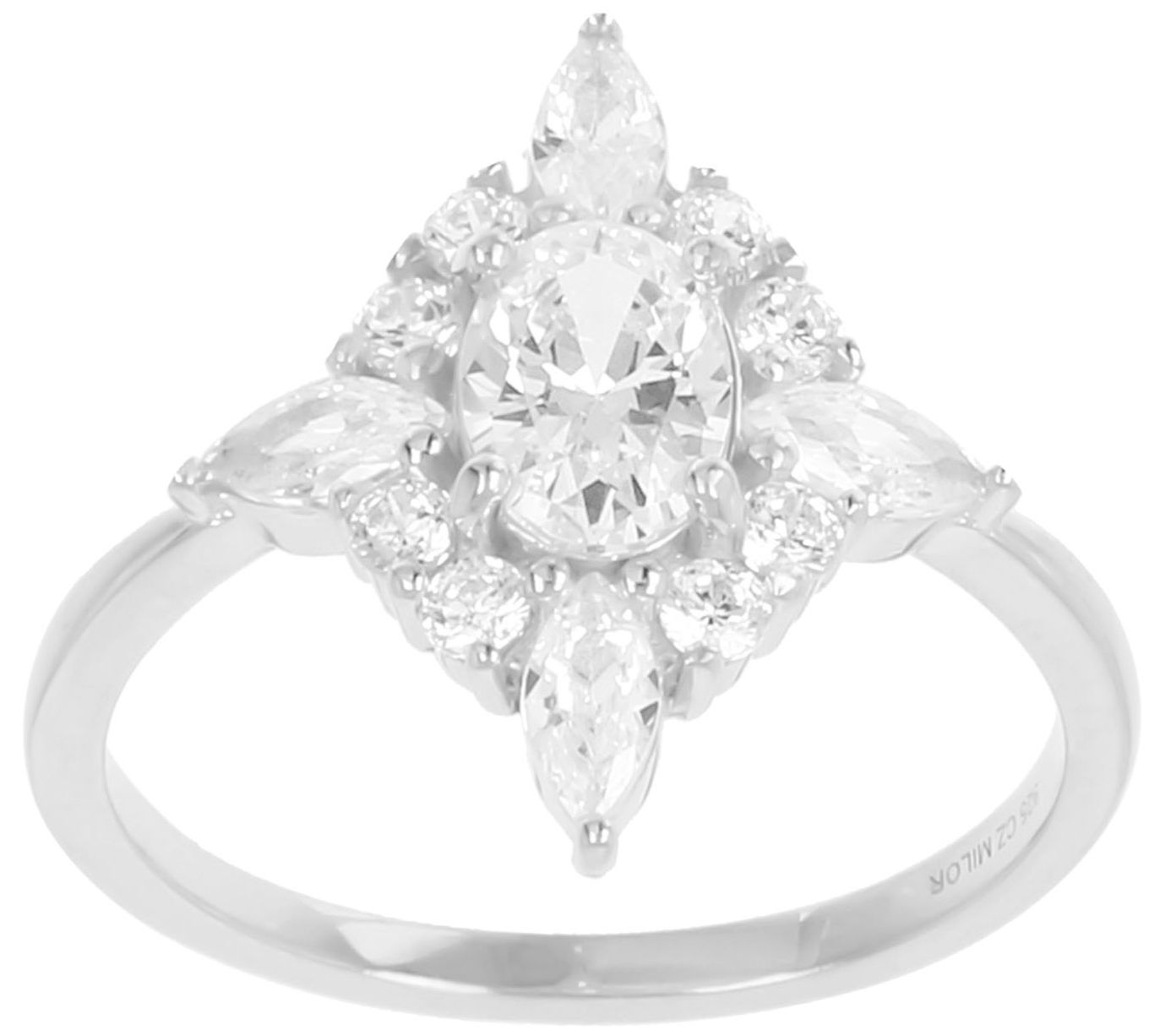 Diamonique 1.45 cttw Cluster Ring, Sterling Silver