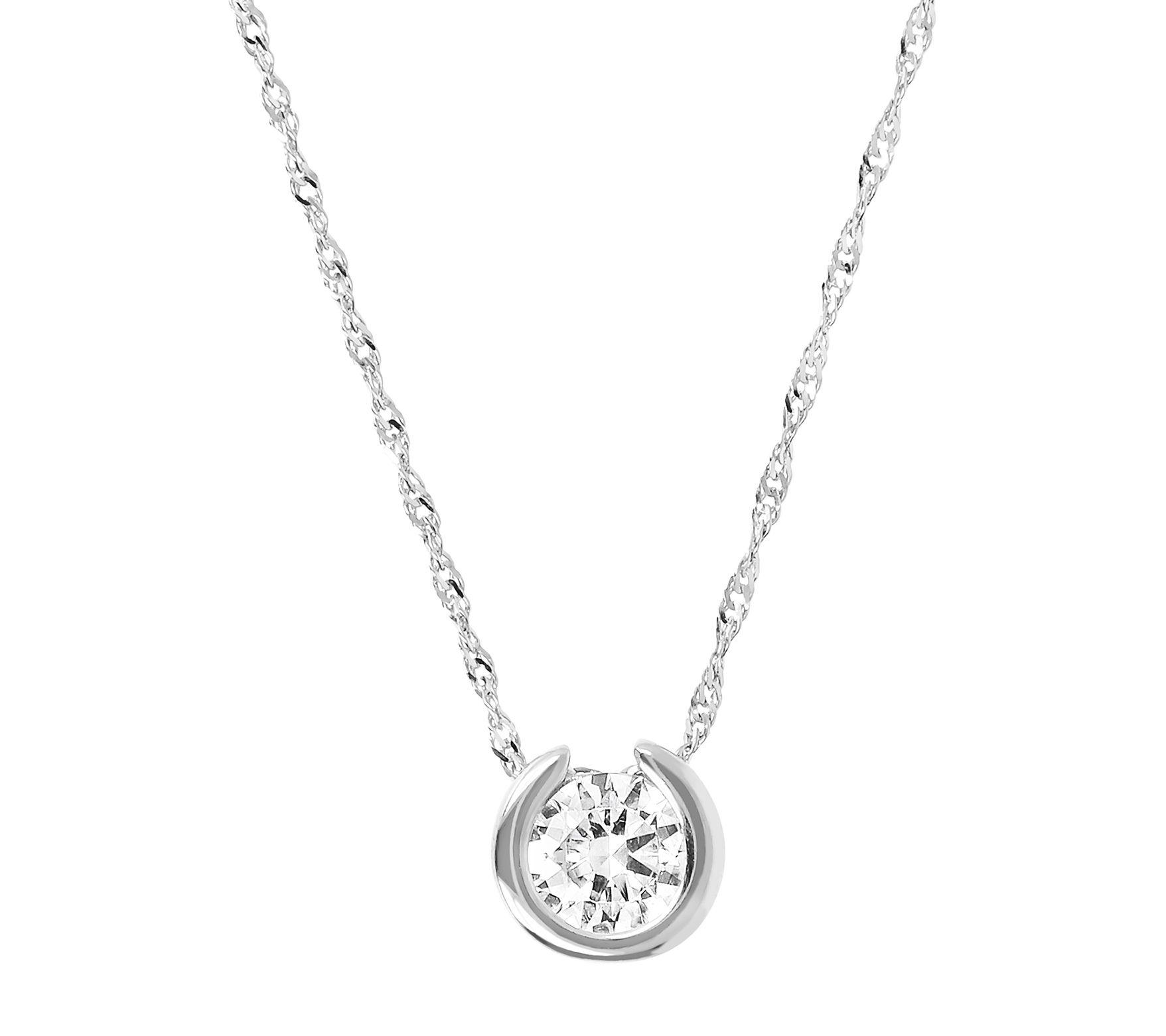 Diamonique 1.00 cttw Solitaire Pendant w/ 18" Chain, Sterling