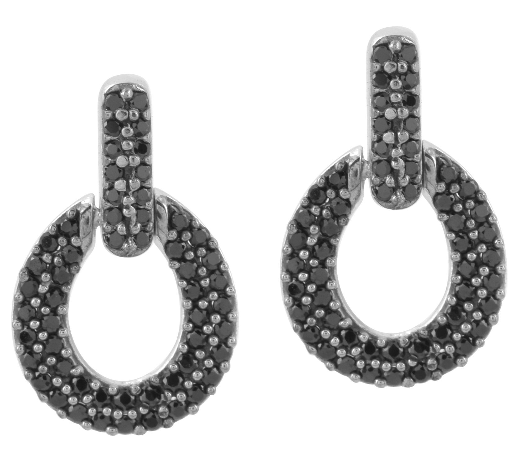 Affinity Gems Black Spinel Dangling Earrings, Sterling Silver
