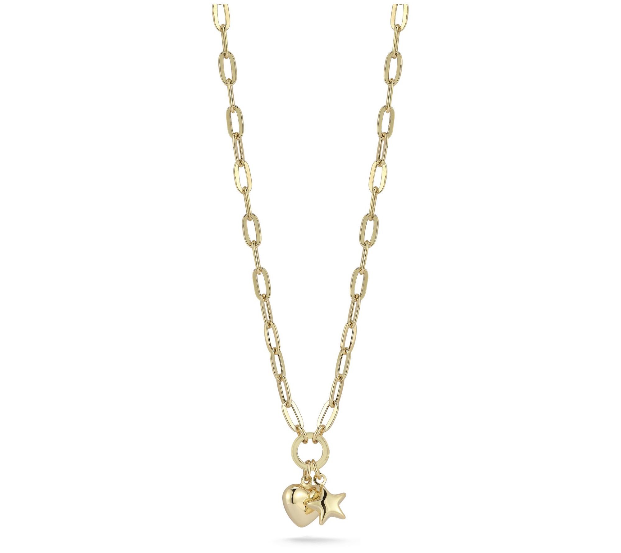 Luminosa Gold Charm Pendant w/ Paperclip Chain,  14K