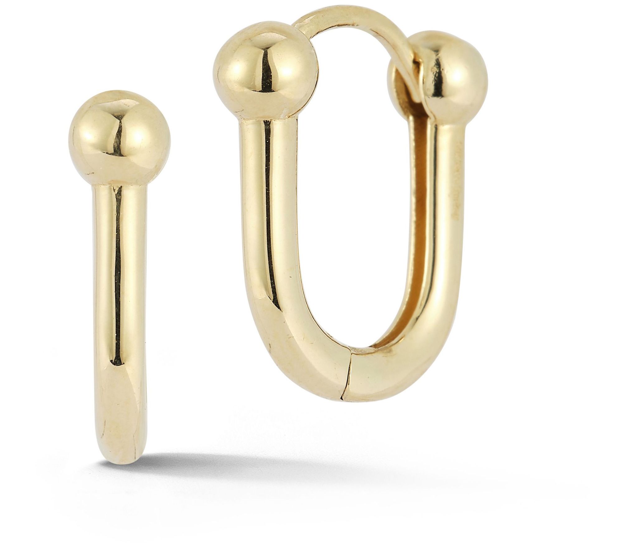 Luminosa Gold Double Ball Huggie Hoop Earrings,  14K