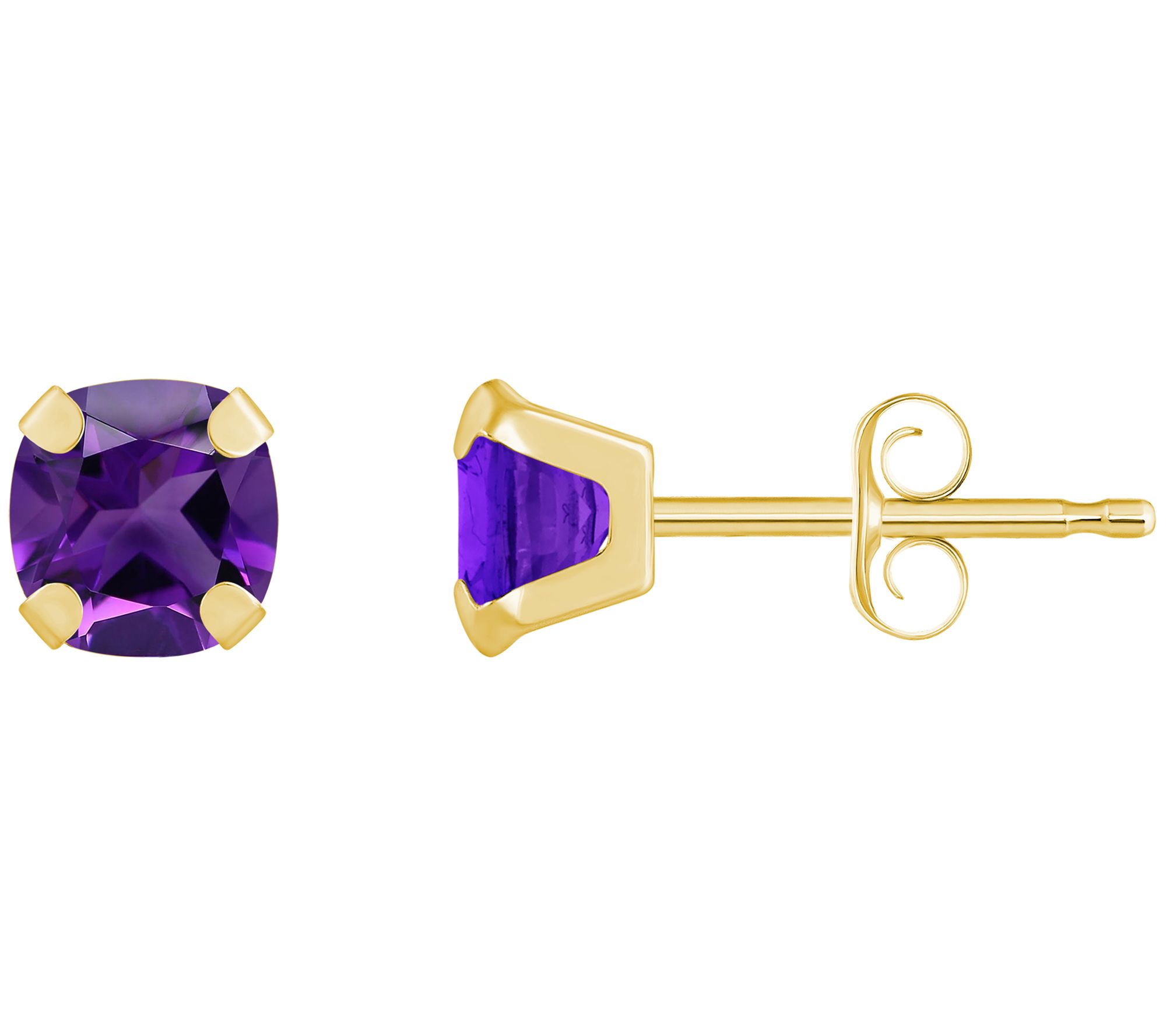 Affinity Gems Cushion Cut Gemstone Stud Earrings, 10K Gold