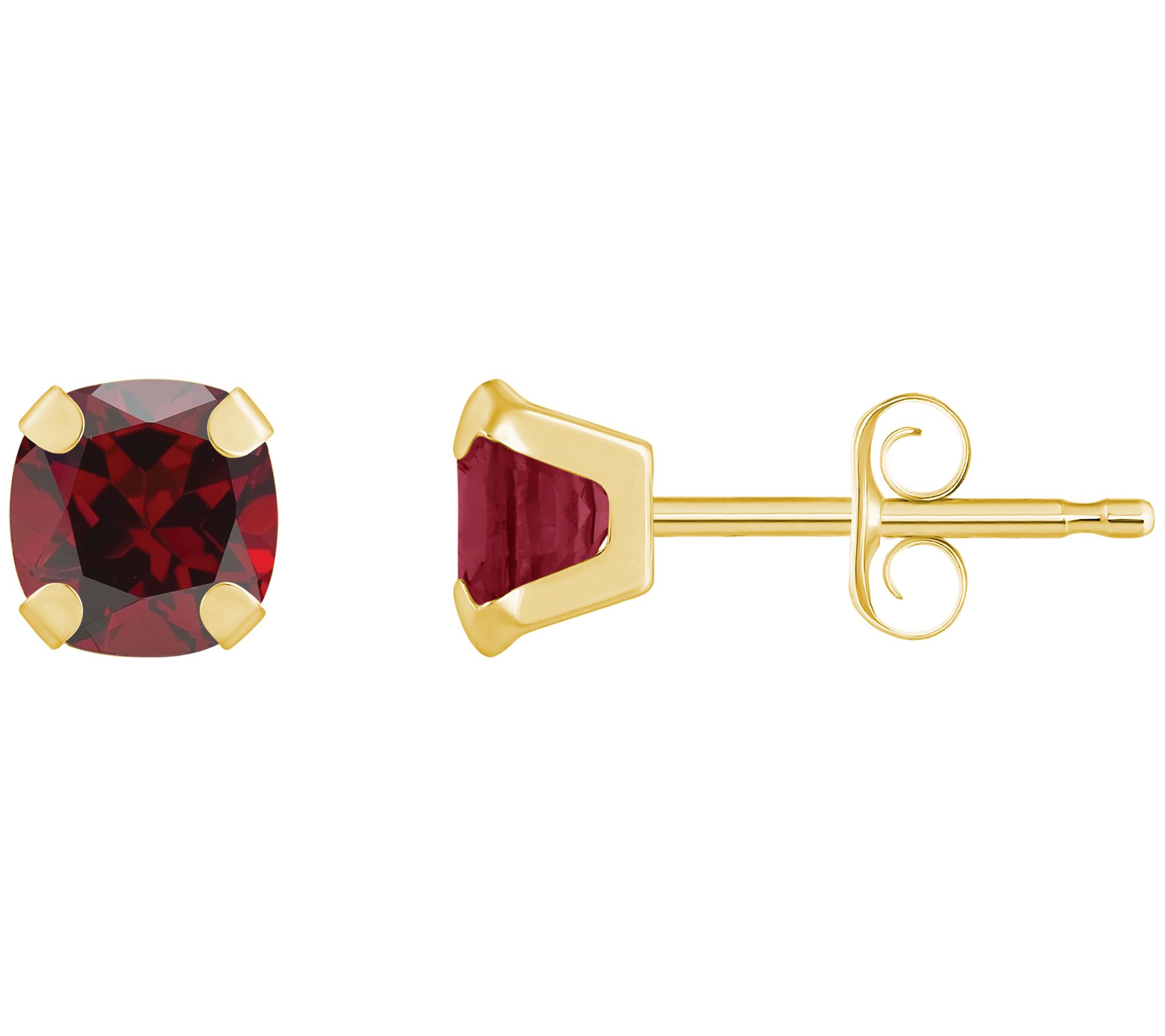 Affinity Gems Cushion Cut Gemstone Stud Earrings, 10K Gold