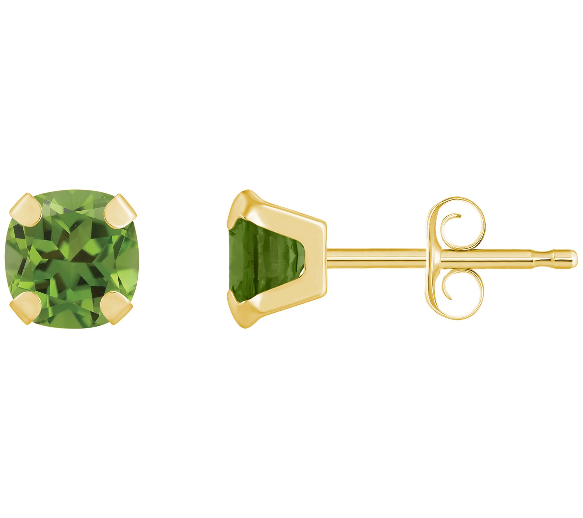 Affinity Gems Cushion Cut Gemstone Stud Earrings, 10K Gold