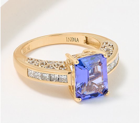 Affinity Gems Tanzanite & Diamond Ring, 14K Yellow Gold