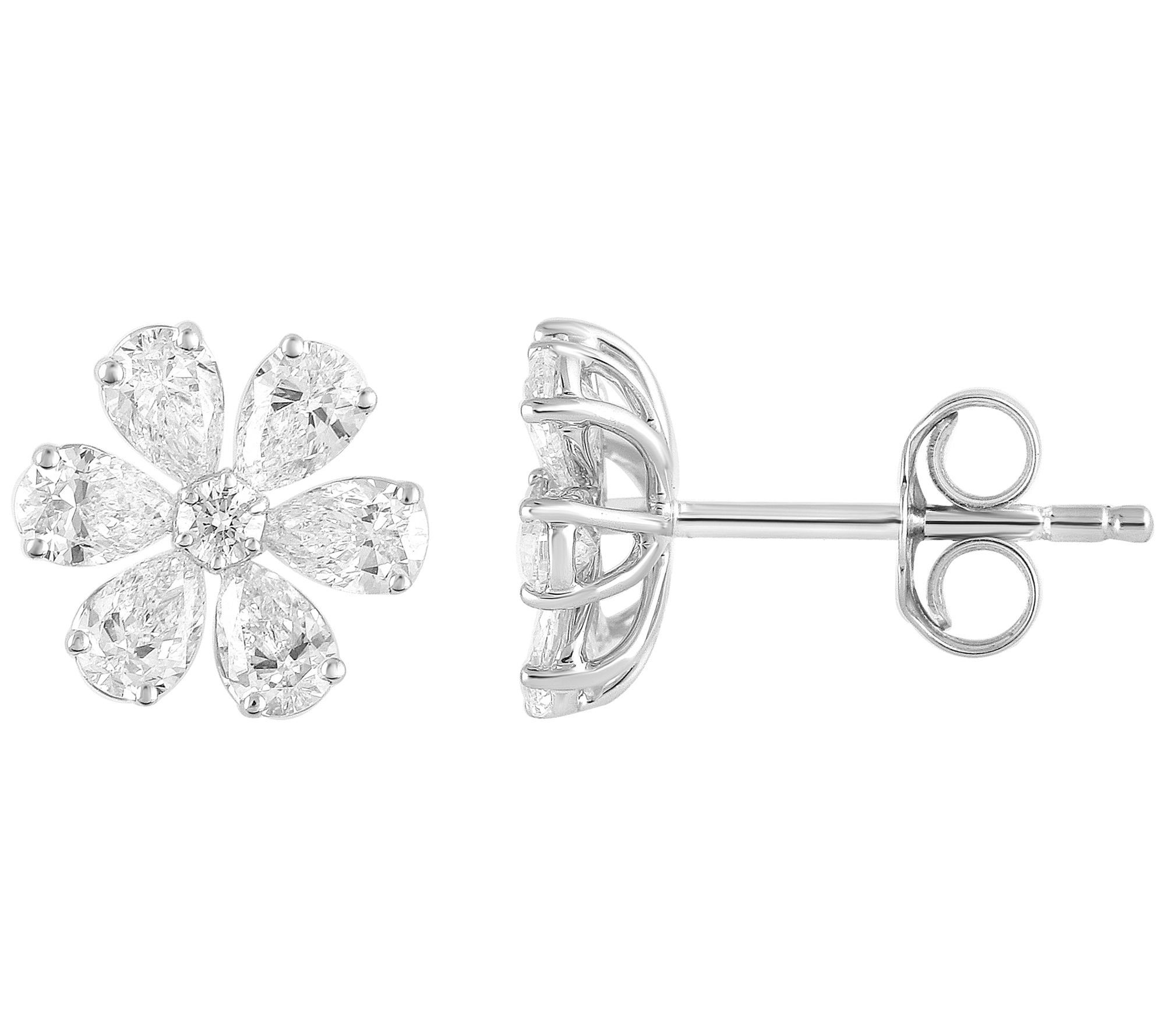 Fire Light Lab Grown Diamond Flower Stud Earrings, 14K Gold - QVC.com
