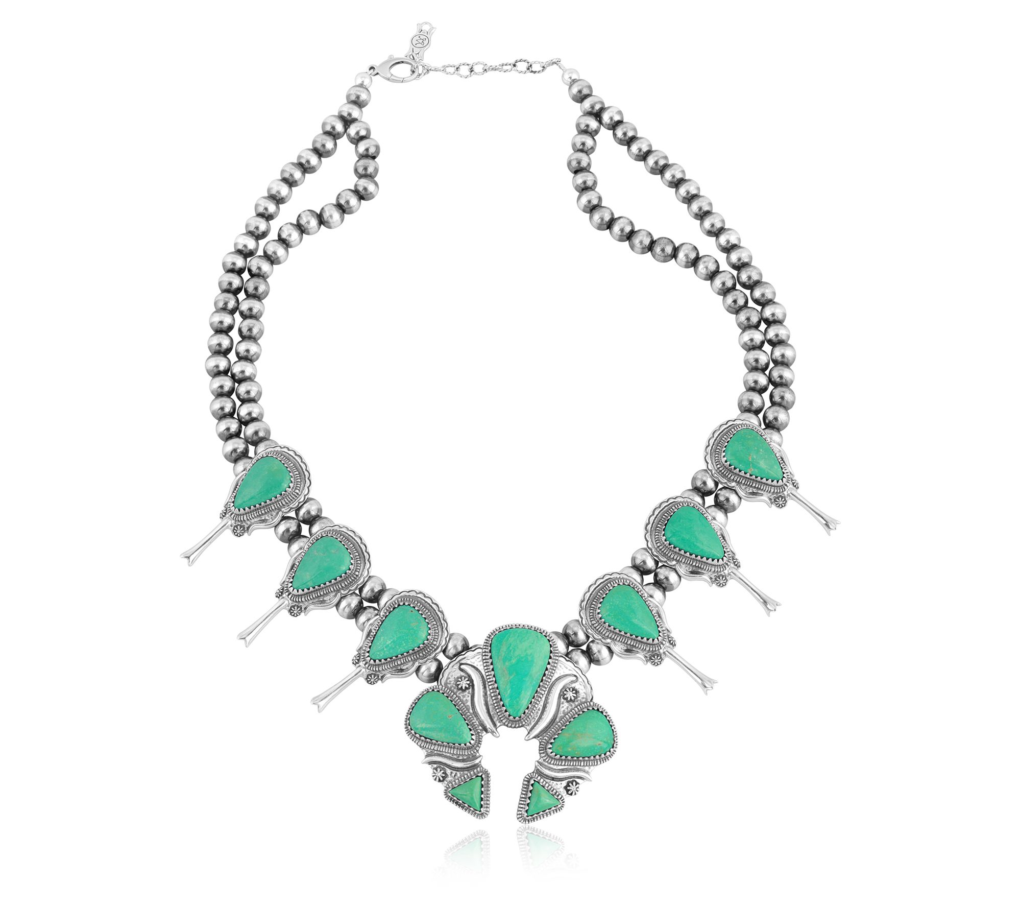 American West Sterling Silver Gemstone Squash B lossom Necklac