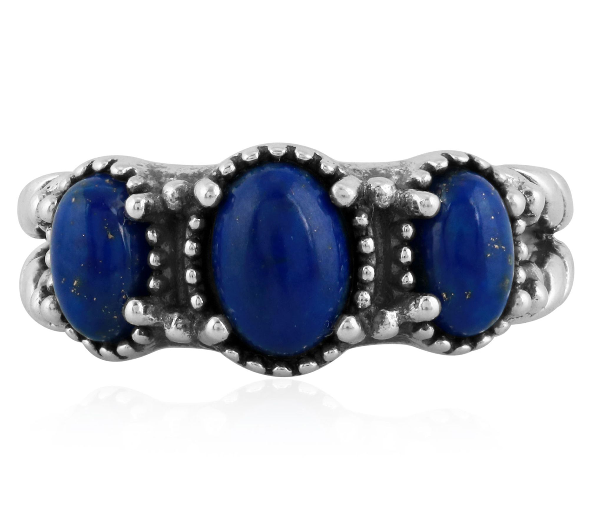 American West Sterling Silver Oval Gemstone Ban d Ring